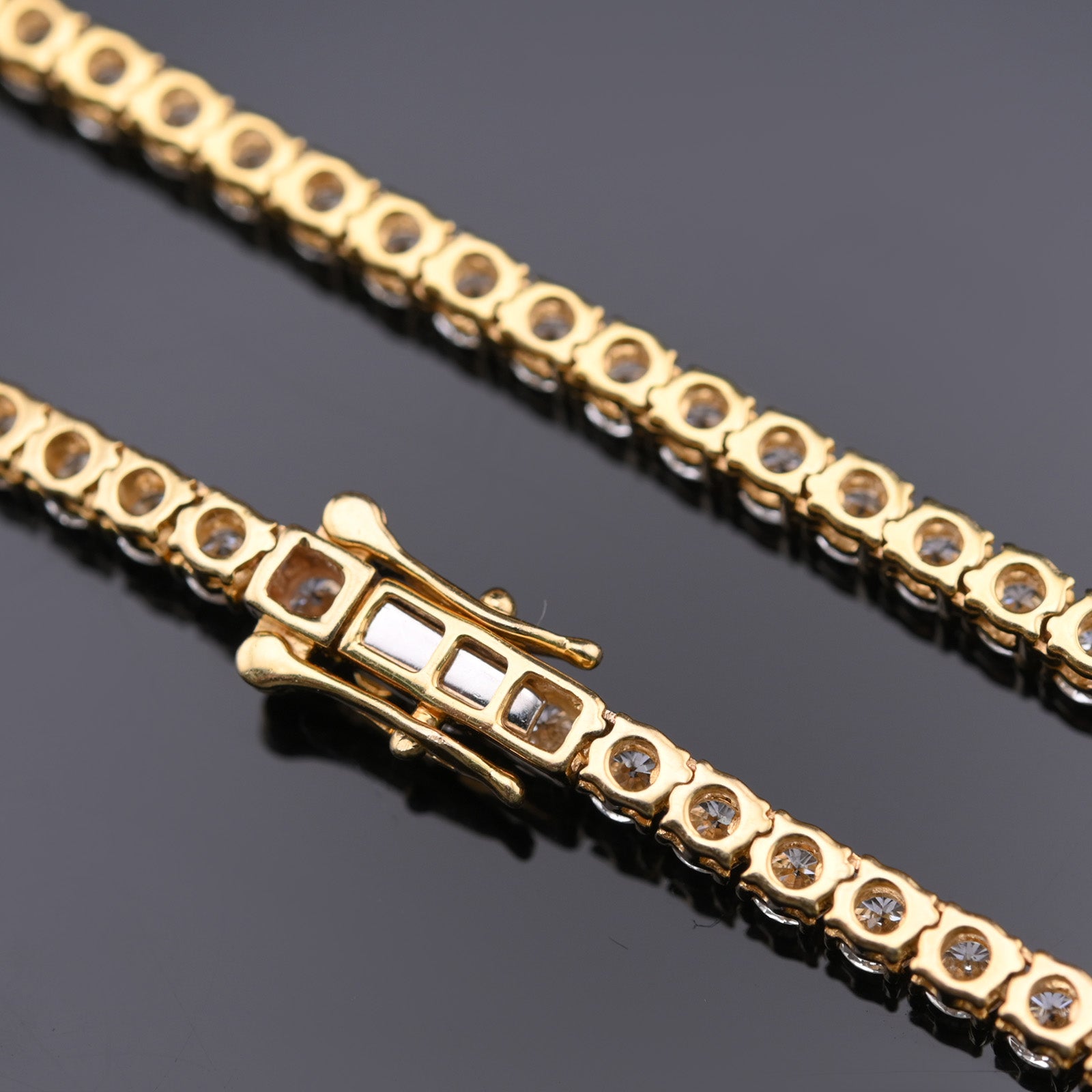 10KT Yellow Gold 17CTW Lab Created Diamond 22'' Tennis Chain 3MM