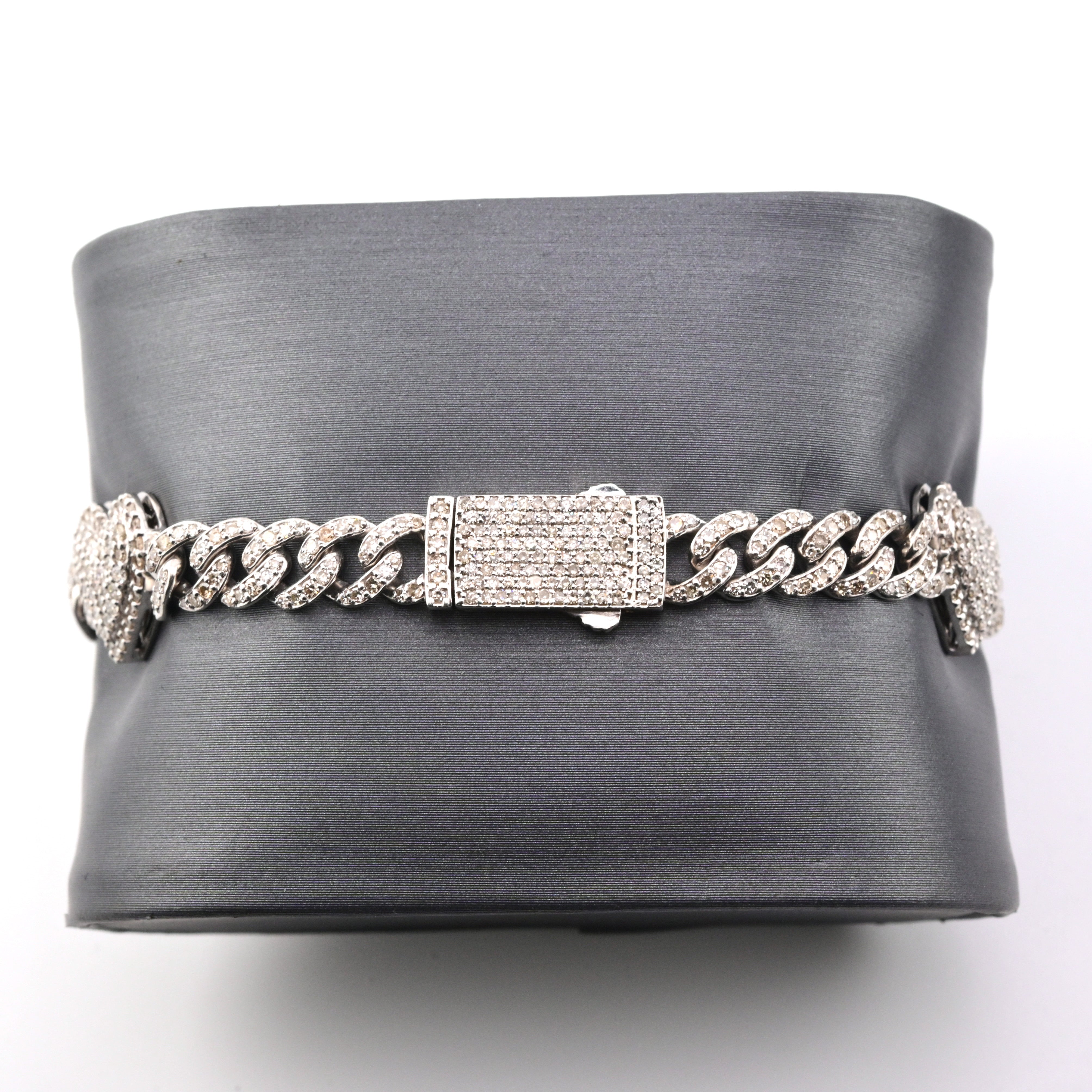 10K Yellow Gold 3.25 CTW Natural Diamond 6MM Cuban Heart Bracelet 7"