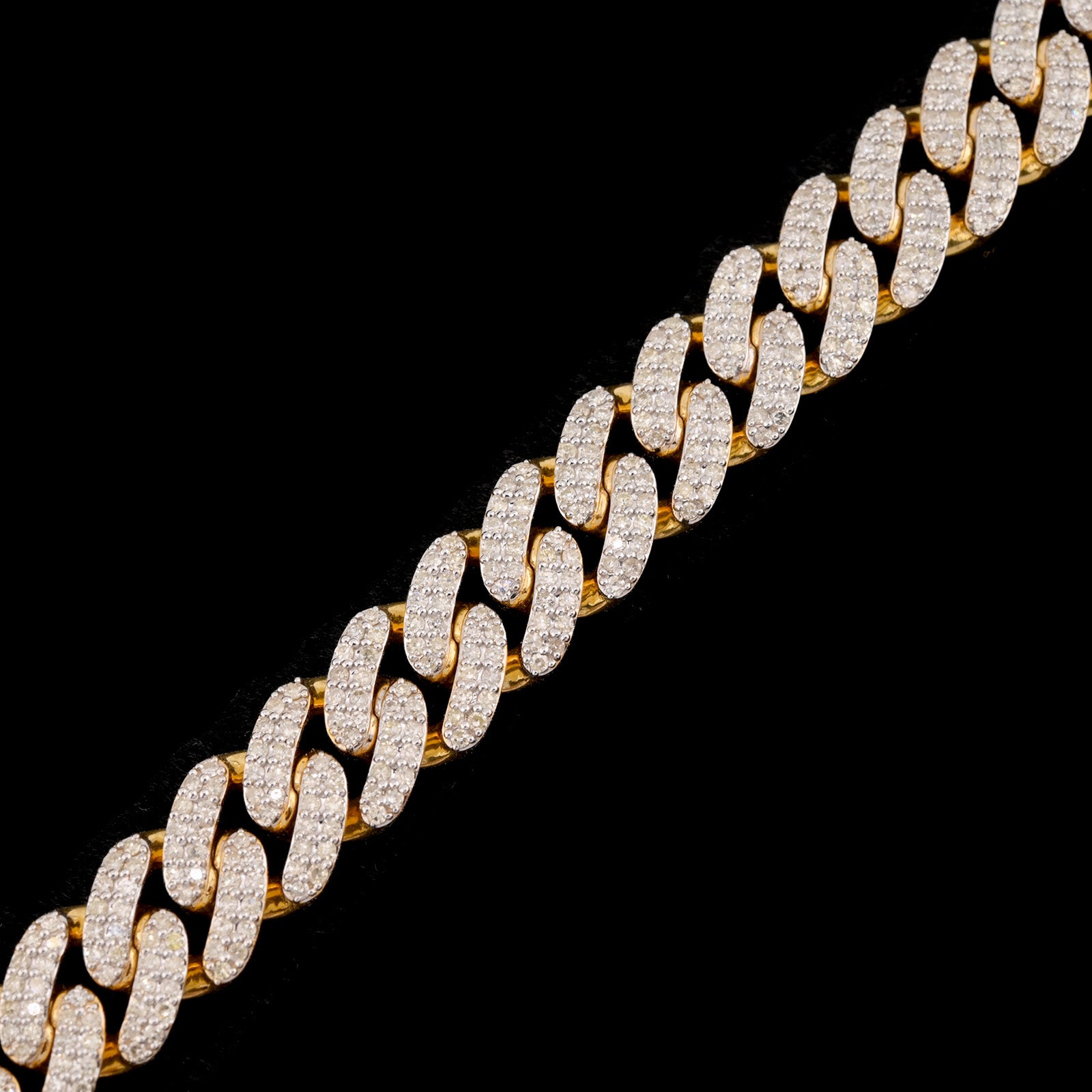 10K Yellow Gold 5.35CT Natural Diamond 10MM Cuban Bracelet 8"