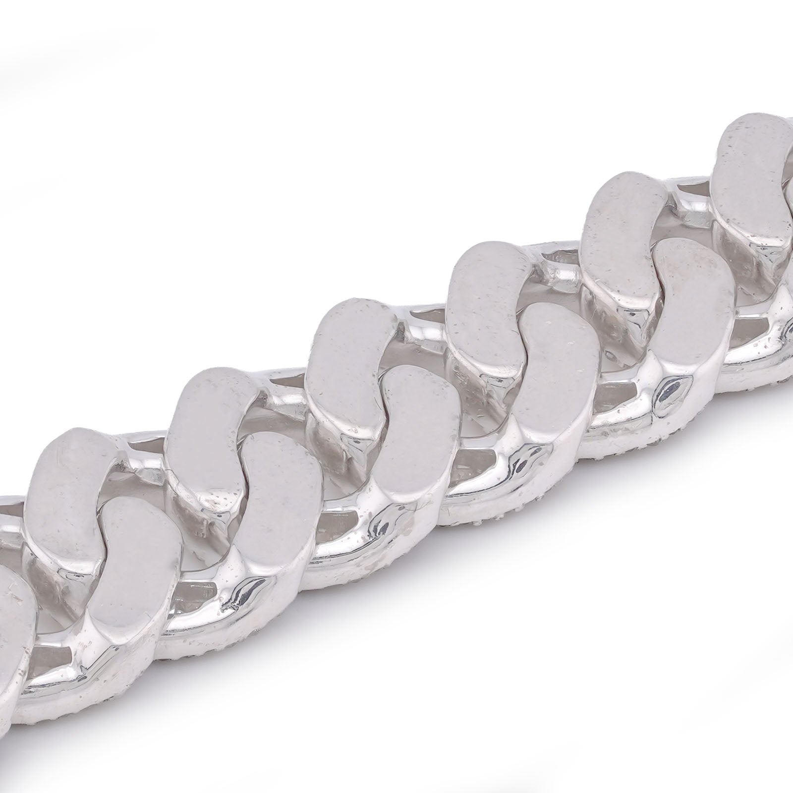 925 SS 11MM Natural Diamond Baguette Centre Row Cuban Link 4.375CT 8" Men Bracelet