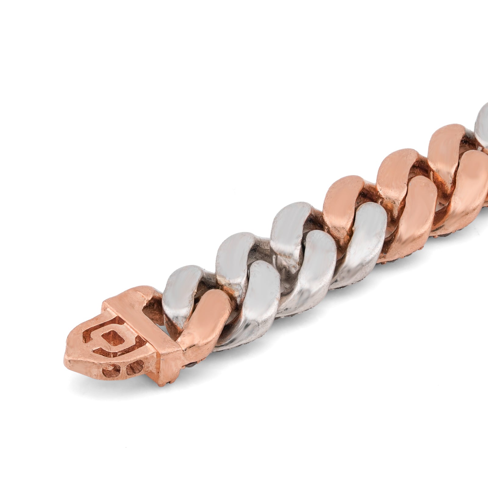 10K Rose/White Gold 4.48CT Cuban Link Natural Diamond 8MM Bracelet 8"