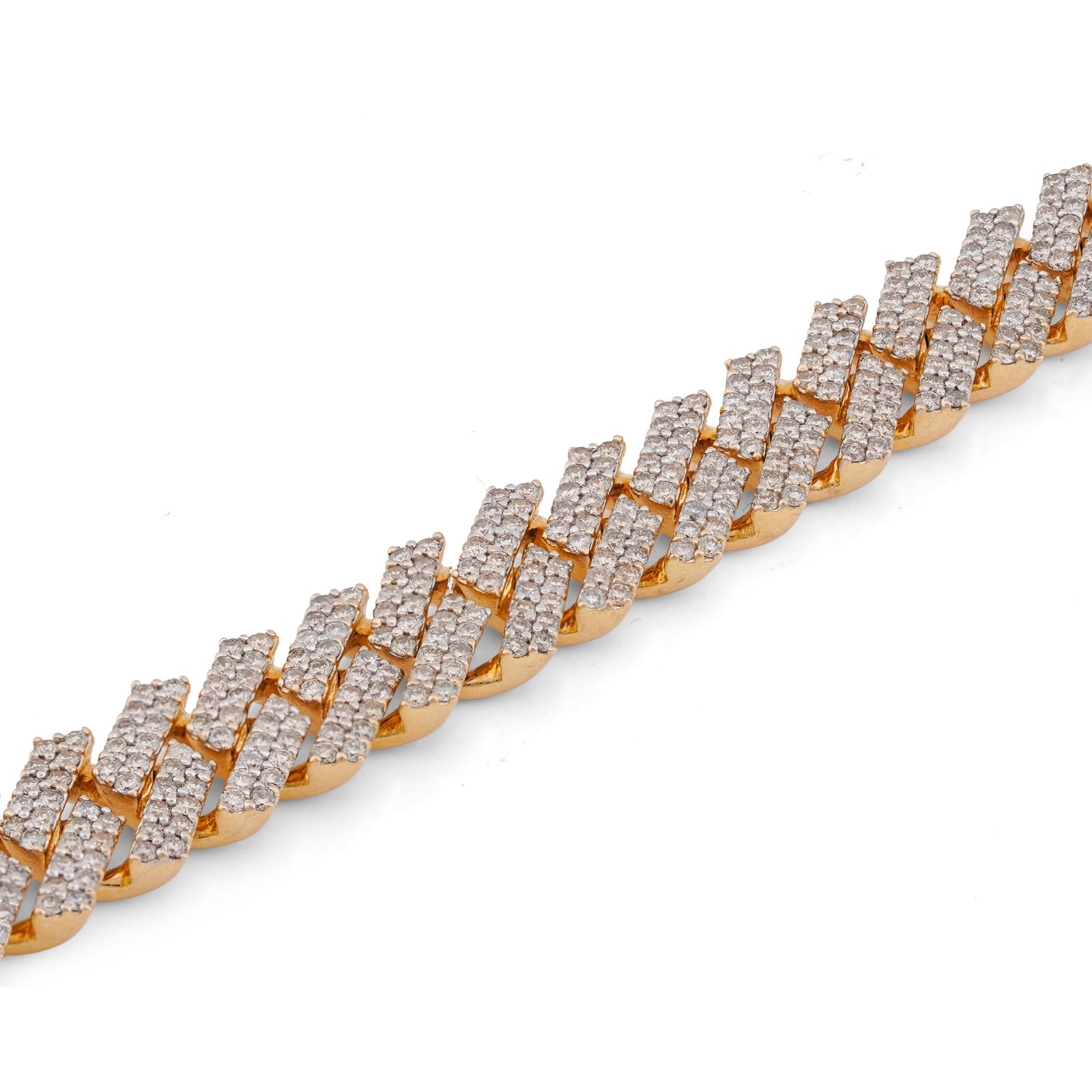 10K Yellow Gold 10MM Natural Diamond Prong Cuban Link 6.5CT Men 8" Bracelet