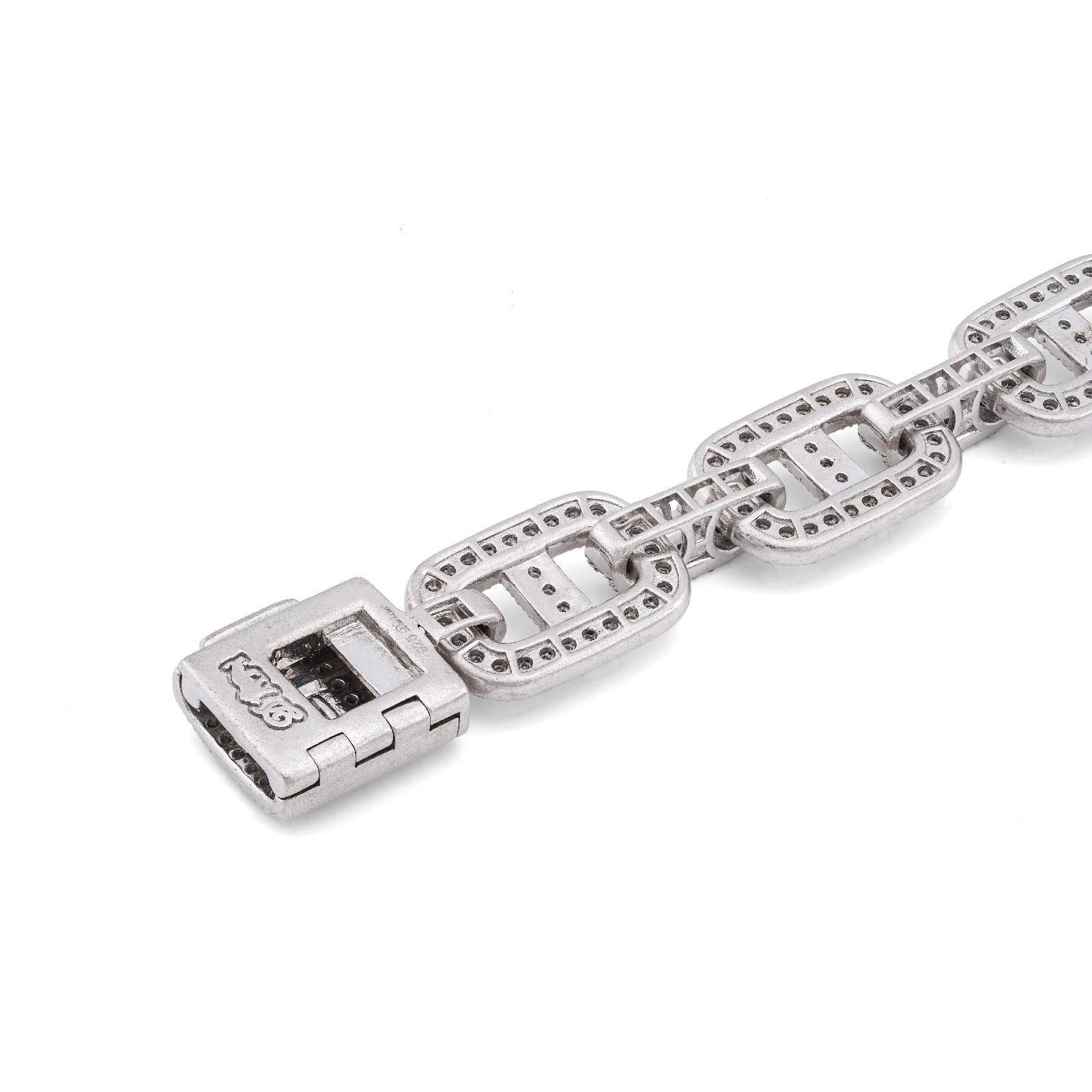 925 SS 2.60CT Natural Diamond Illusion Chain Link Men Bracelet 8.5"