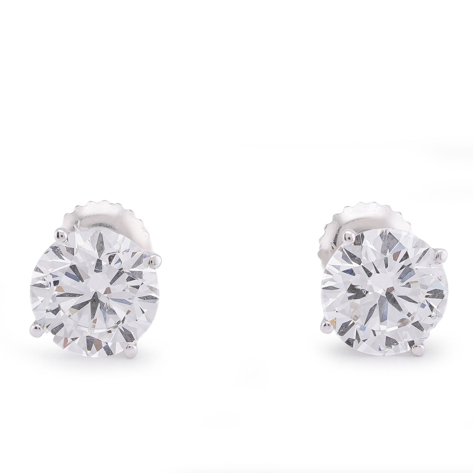 14K White Gold 3CT Round Solitaire Lab Diamond Men Women Earring