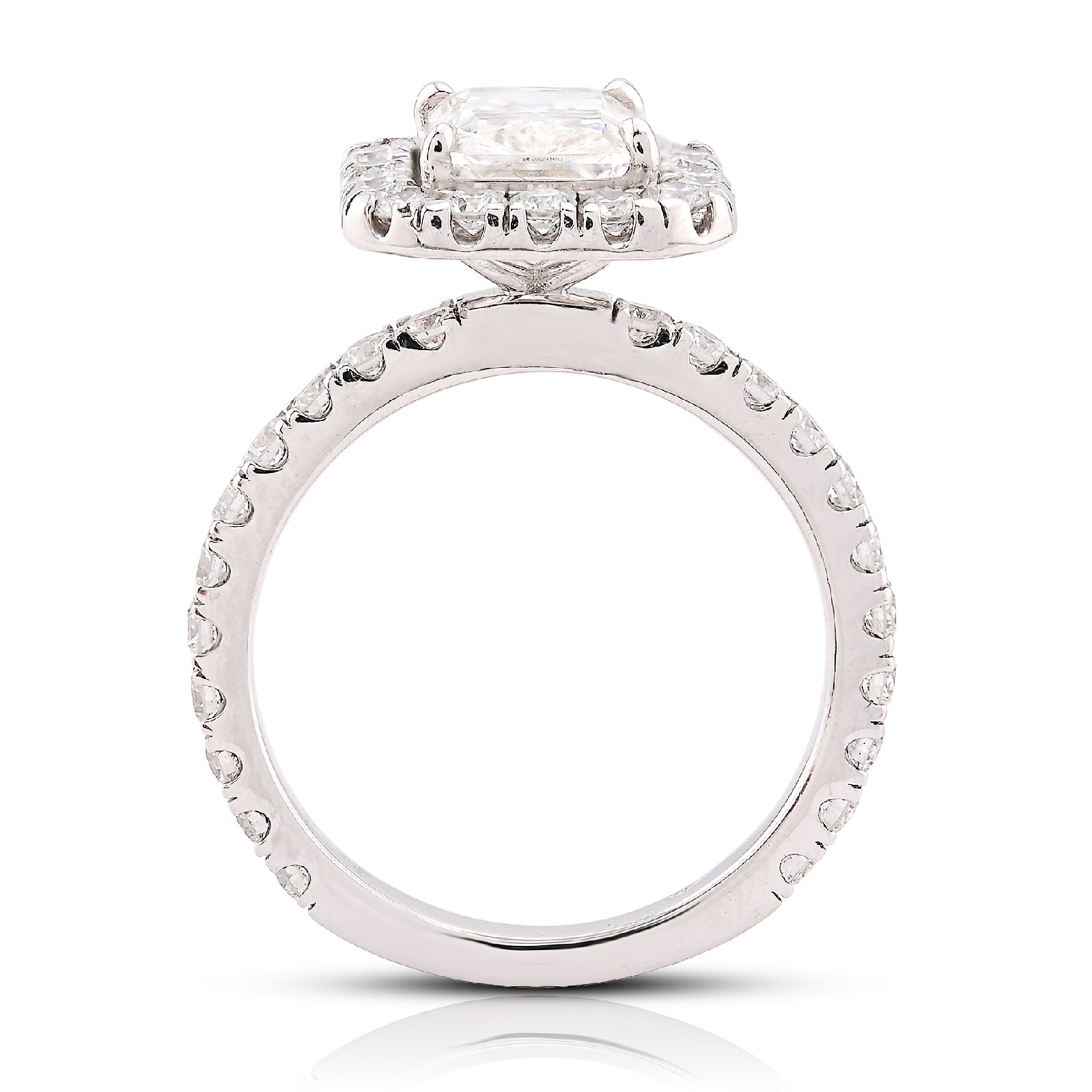14K White Gold 2.1CT Centre Cushion Solitaire Halo Round Lab Diamond Women Ring