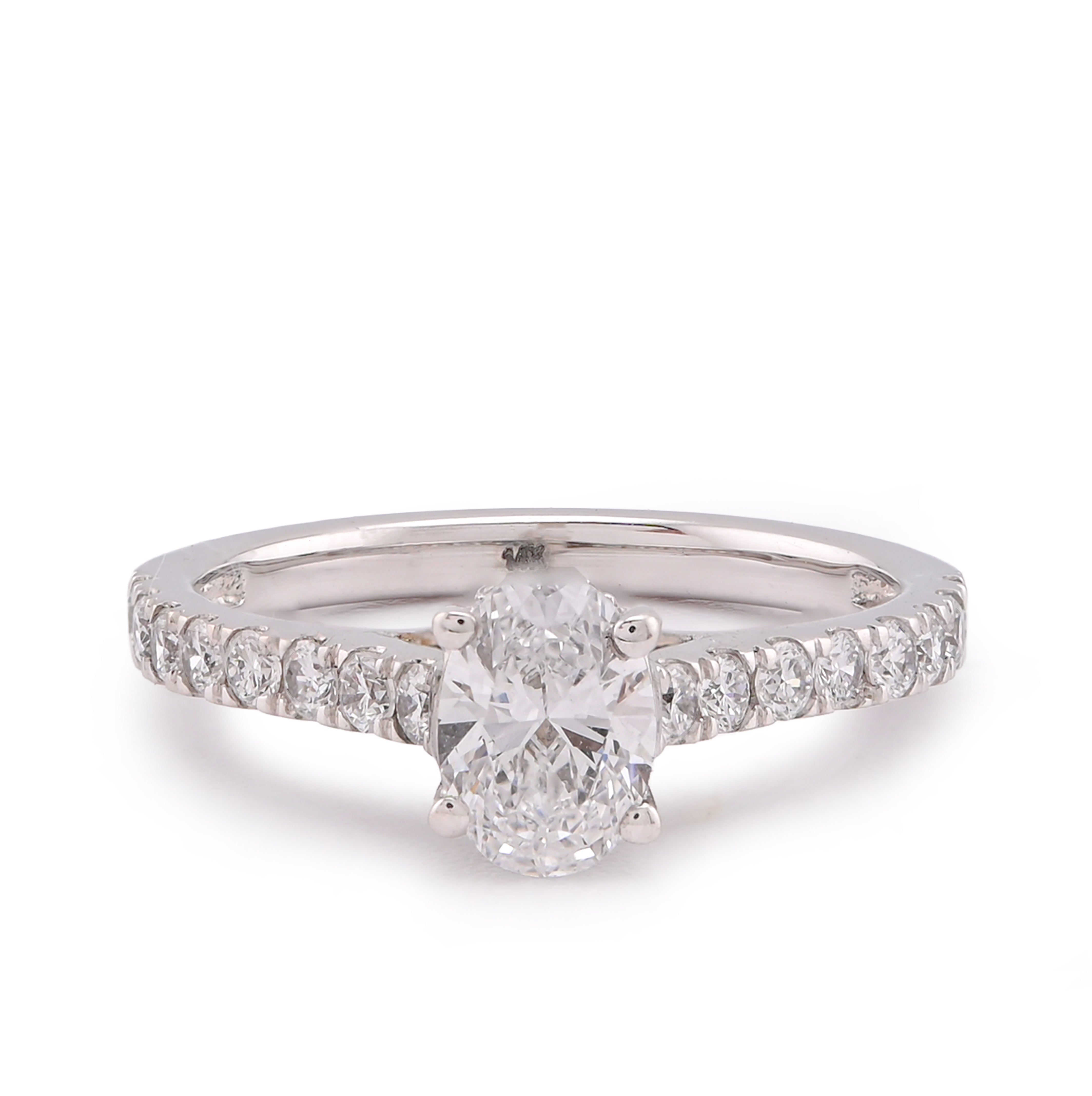 14K White Gold Oval Solitaire Centre 1.25CT Lab Diamond Women Ring