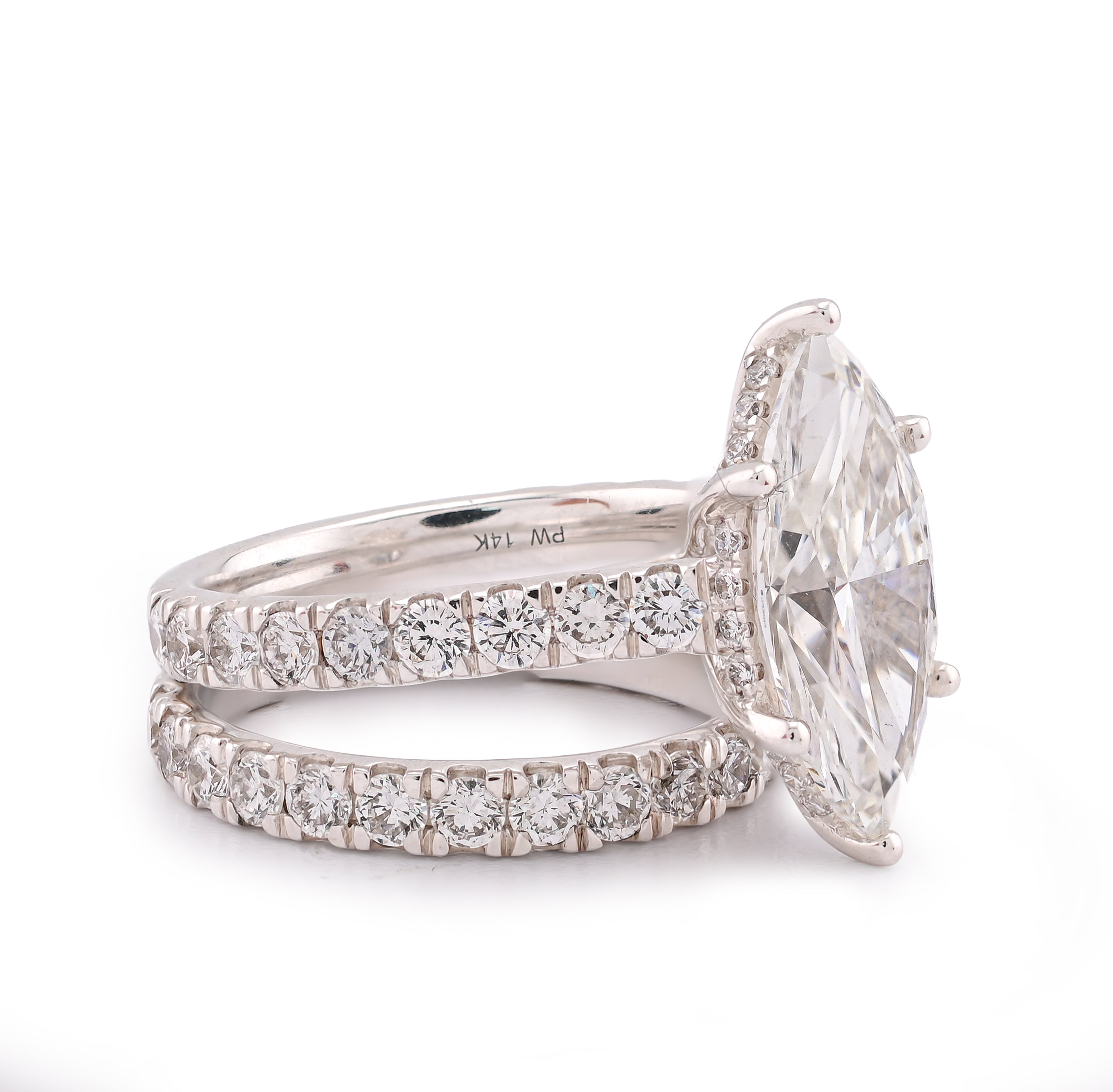 14K White Gold 6CT Centre Marquise Solitaire Lab Diamond Women Ring