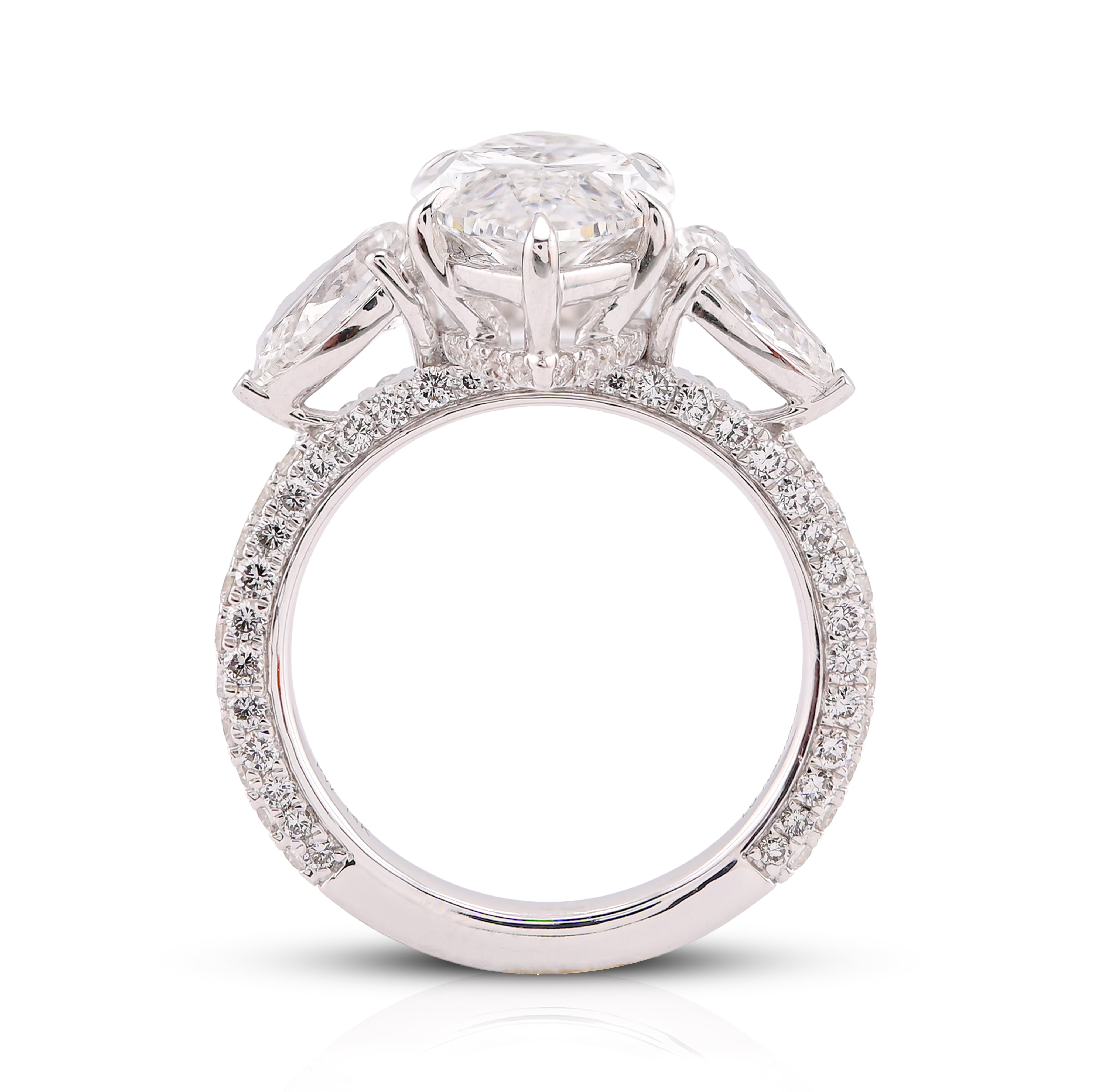 14K White Gold 7.48CT Marquise Centre Solitaire Pear Side Flower Shape Lab Diamond Women ring