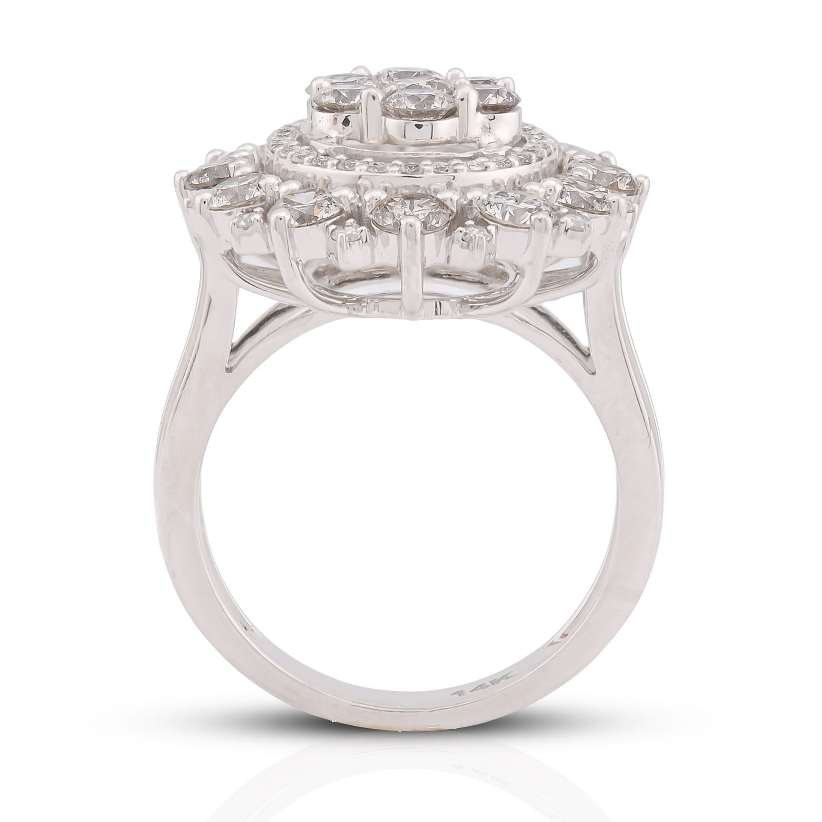 Flower Shape Cluster Centre Natural Diamond 4.86CT Women Ring 14K White Gold