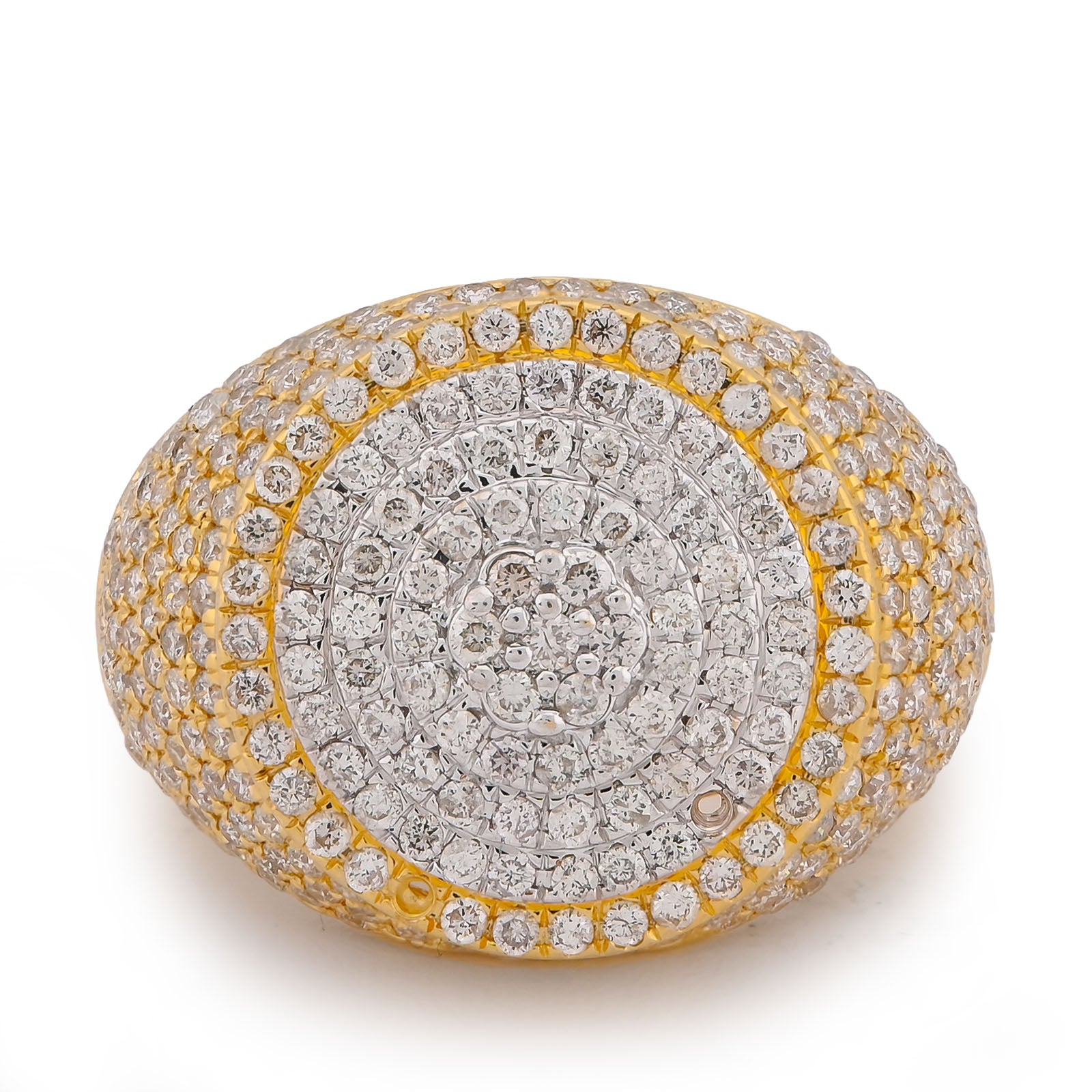 10K Yellow Gold 3.30CT Natural Diamond Round Halo Cluster Men Pinky Ring