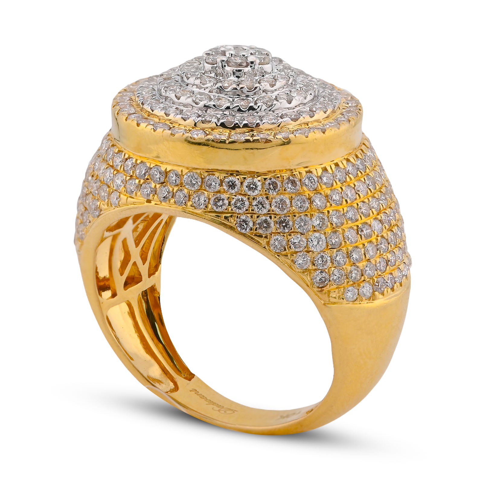10K Yellow Gold 3.30CT Natural Diamond Round Halo Cluster Men Pinky Ring