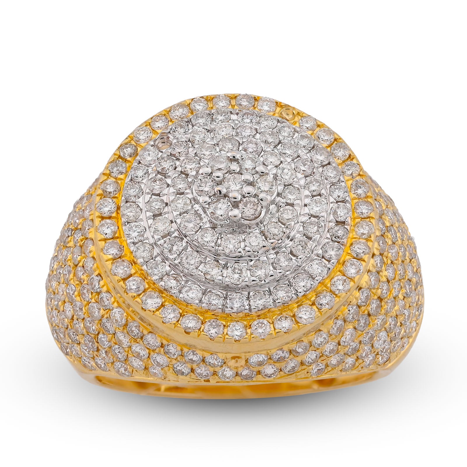 10K Yellow Gold 3.30CT Natural Diamond Round Halo Cluster Men Pinky Ring