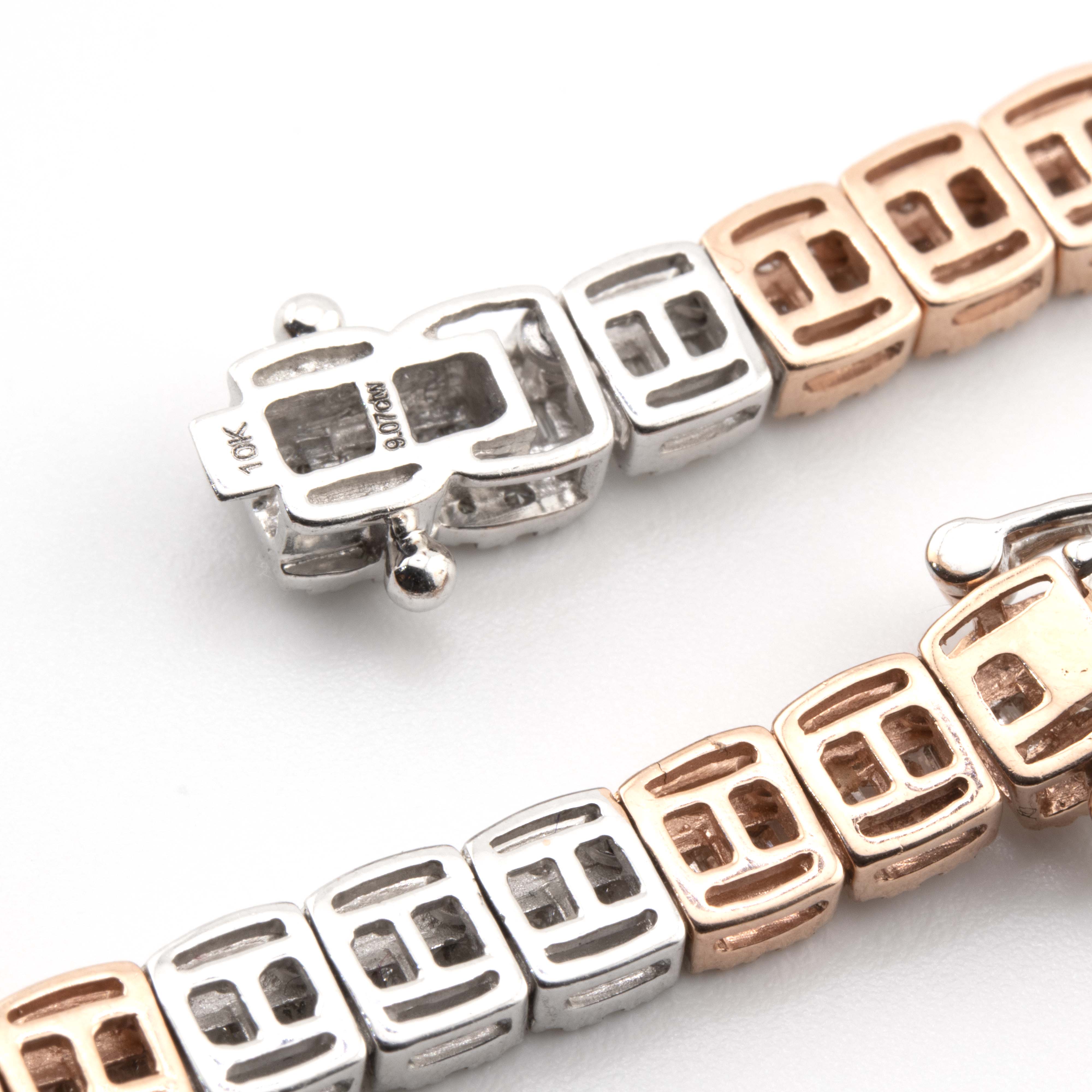 10kt Two-Tone Rose & White Baguette Tennis Chain (5mm, 20”)