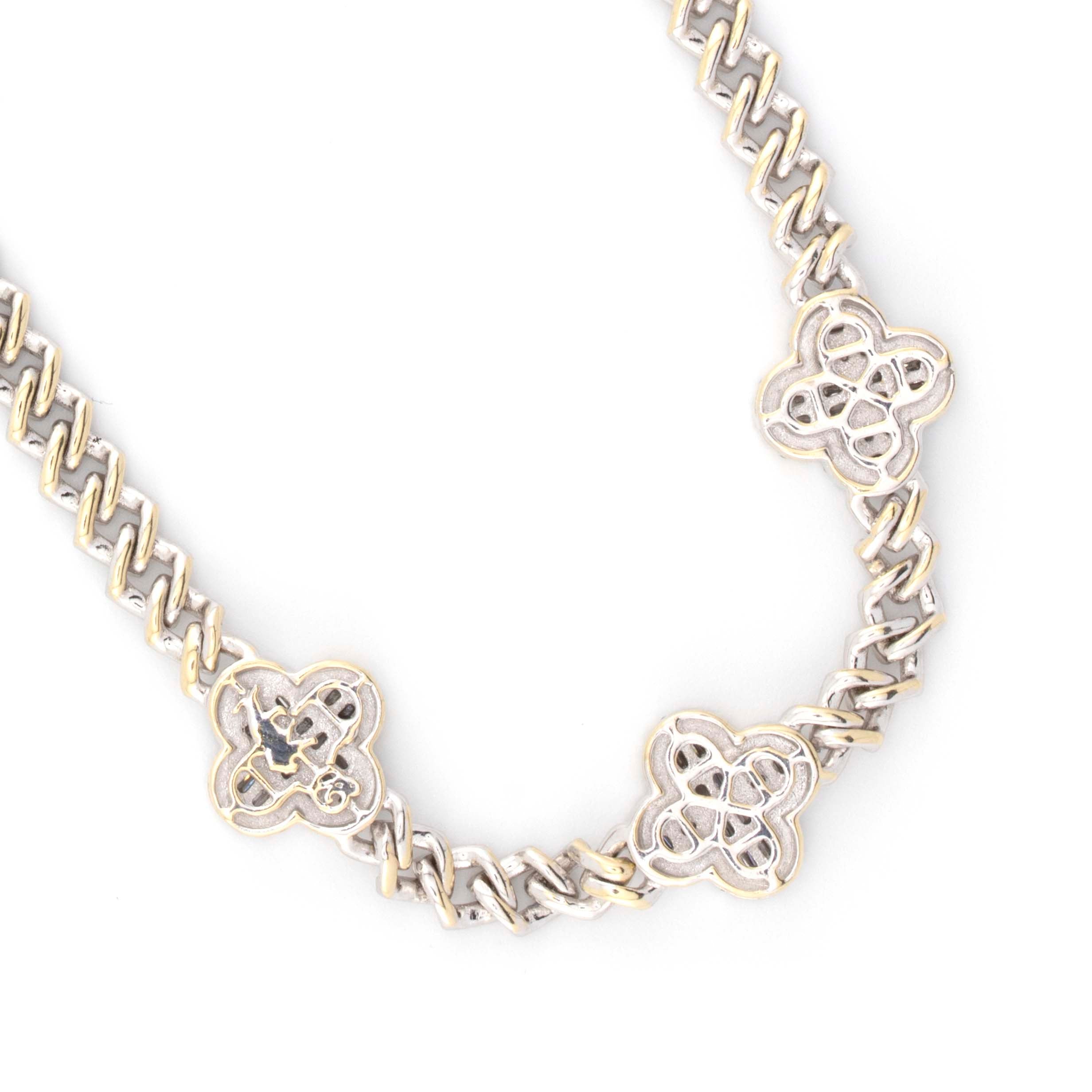 10k White Gold 3 Clover Cuban Chain (3mm, 18”)