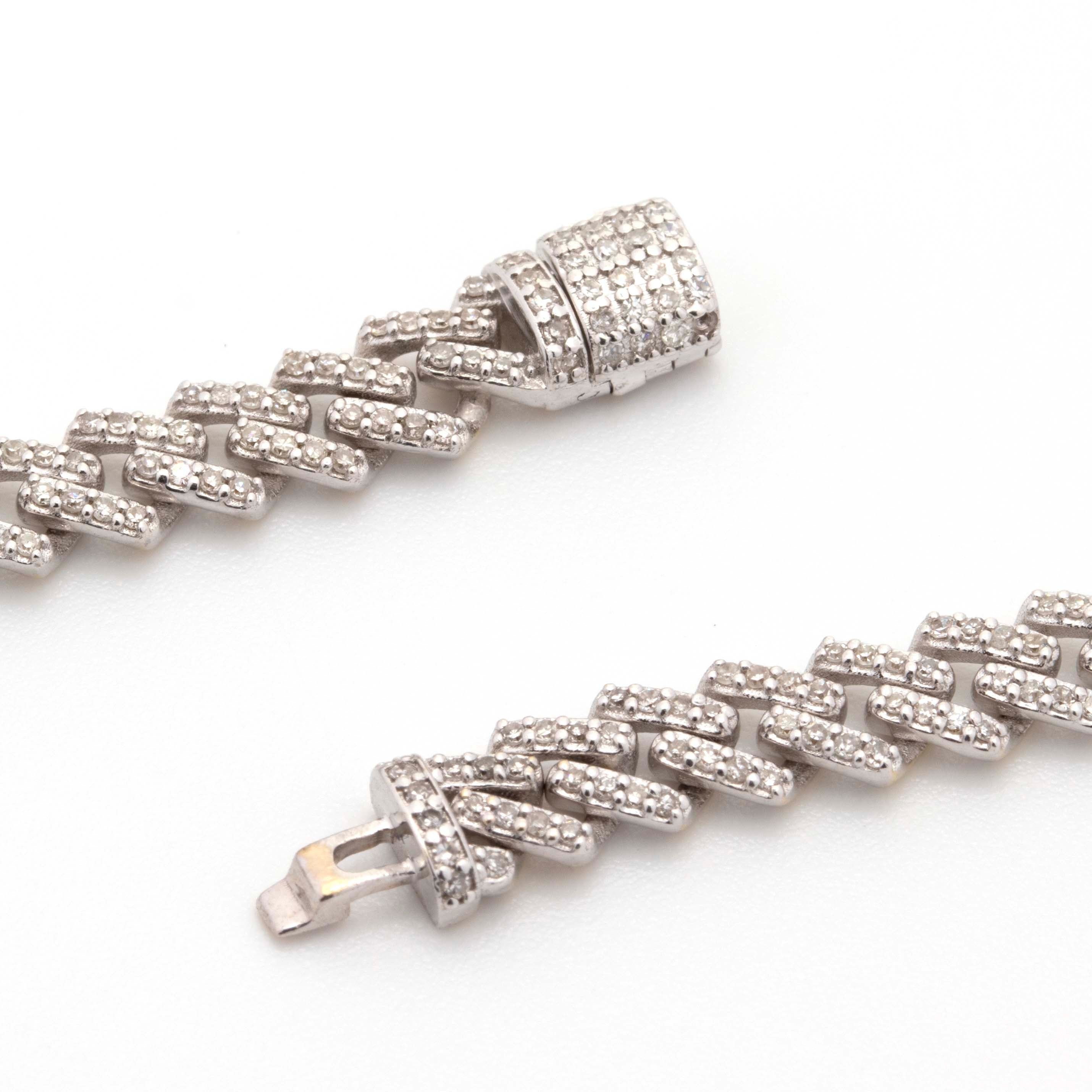 10k White Gold 3 Clover Cuban Chain (3mm, 18”)