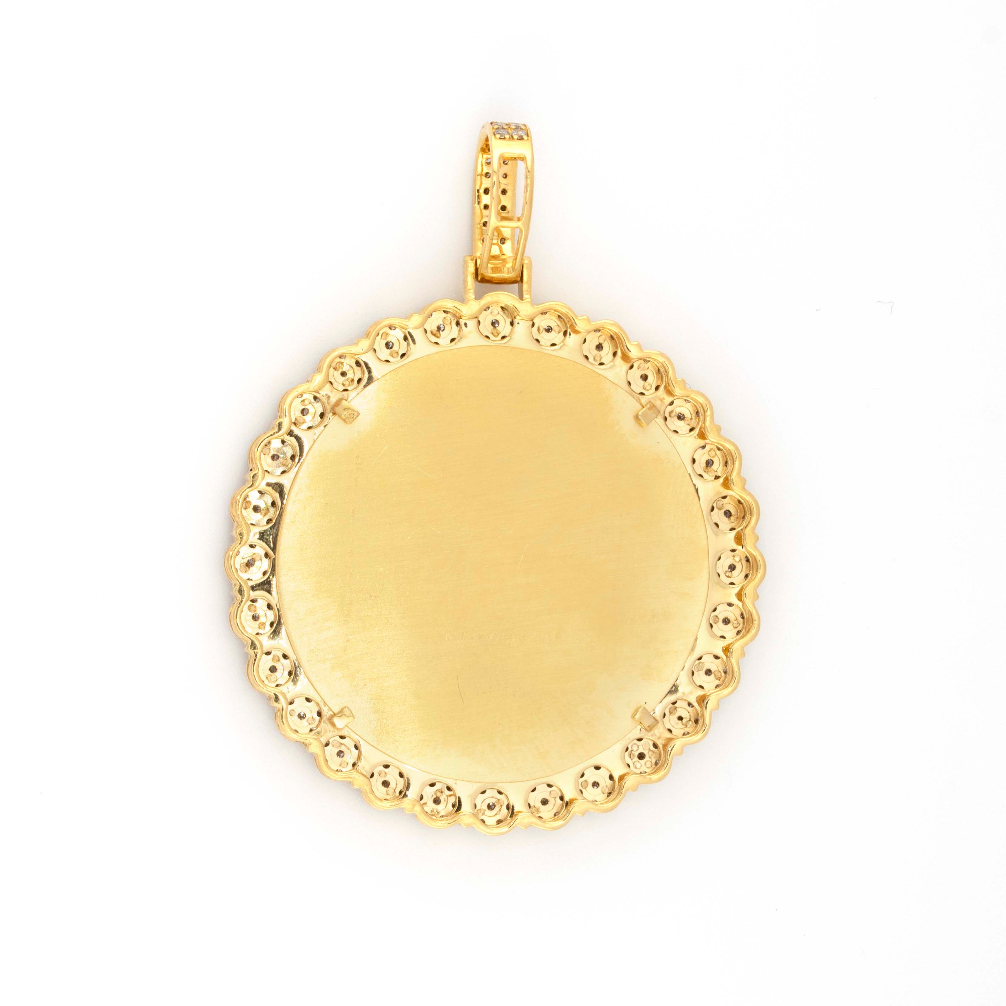 10K Yellow Gold Flower Cluster Memory Frame 1.56CT Diamond Pendant