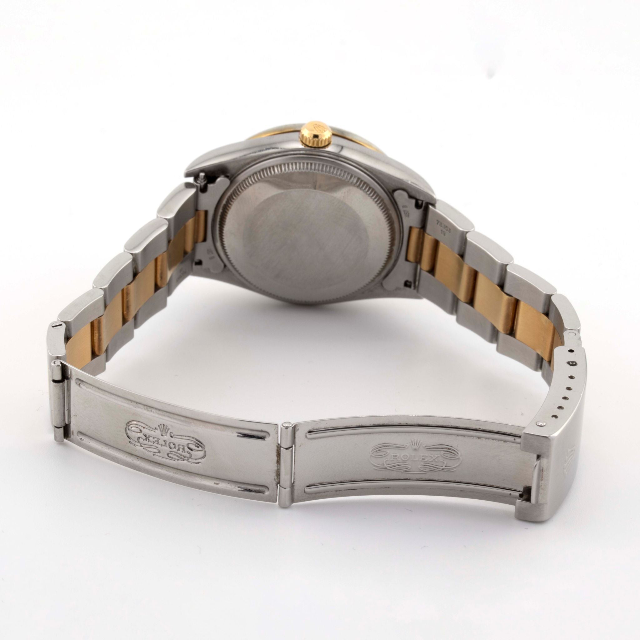 Rolex 36mm Datejust Two Tone SS / Yellow Oyster Band 1 Row Channel Set Diamond Bezel Cream Diamond Dial