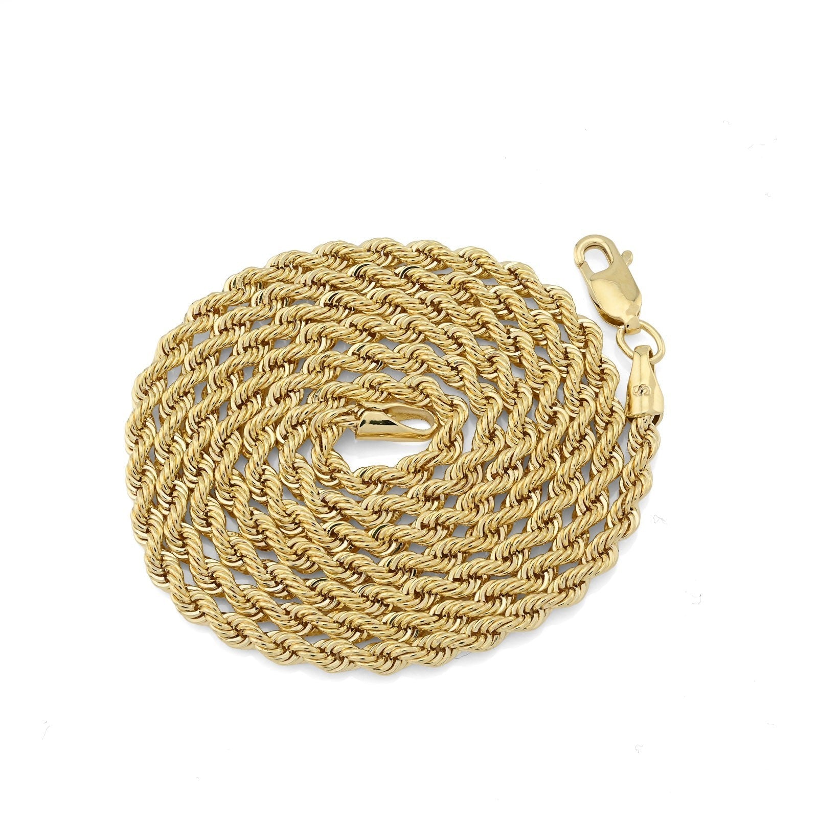 Bonded Rope Chain 4MM Real 1/10th 10k Yellow Gold 925 Silver 22In 4.3gm Necklace - Elite Jewelers - Necklaces & Chains