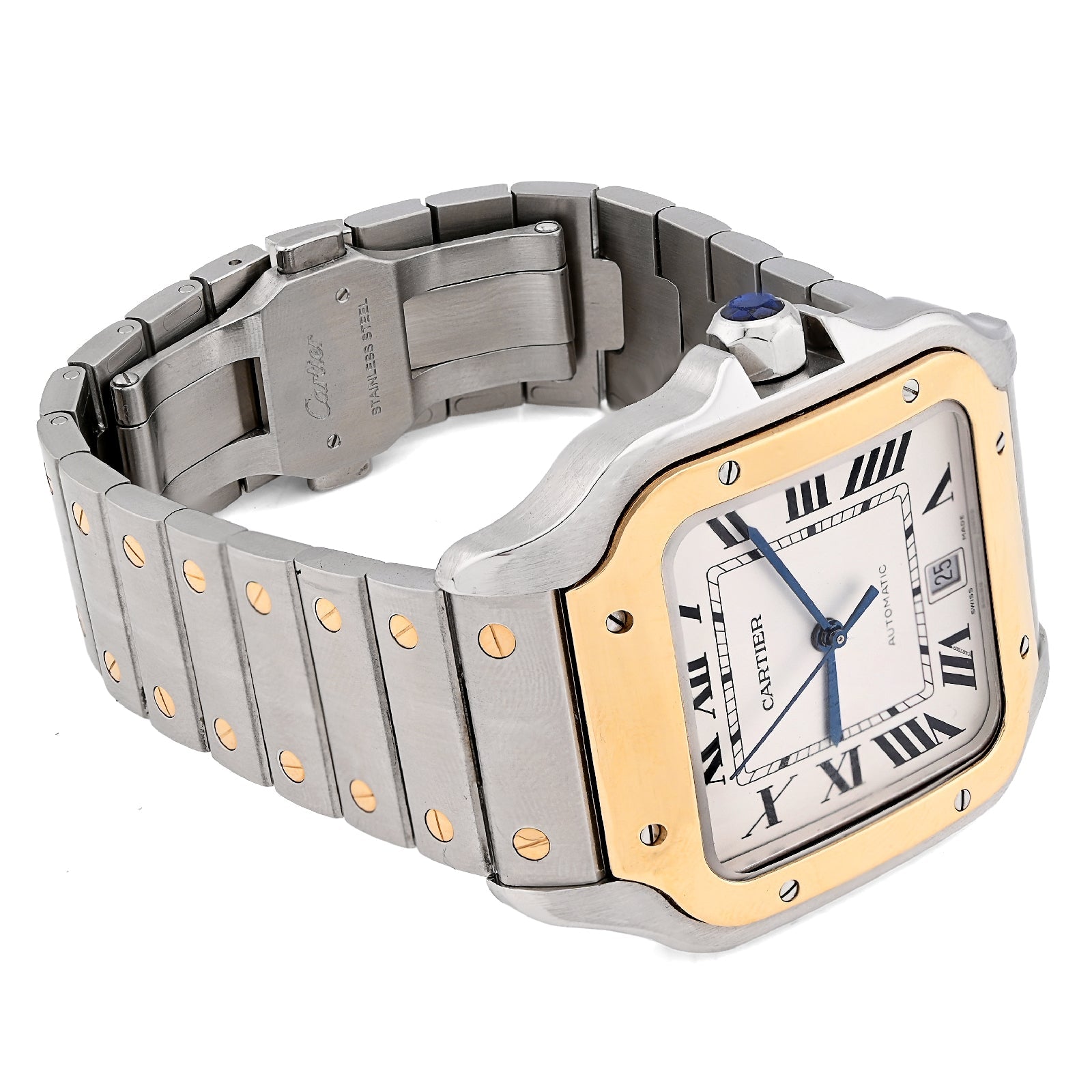 Cartier De Santos 40MM Gold and Steel 2 Tone Roman Dial All original FULL SET Watch - Elite Jewelers - Luxury Watch