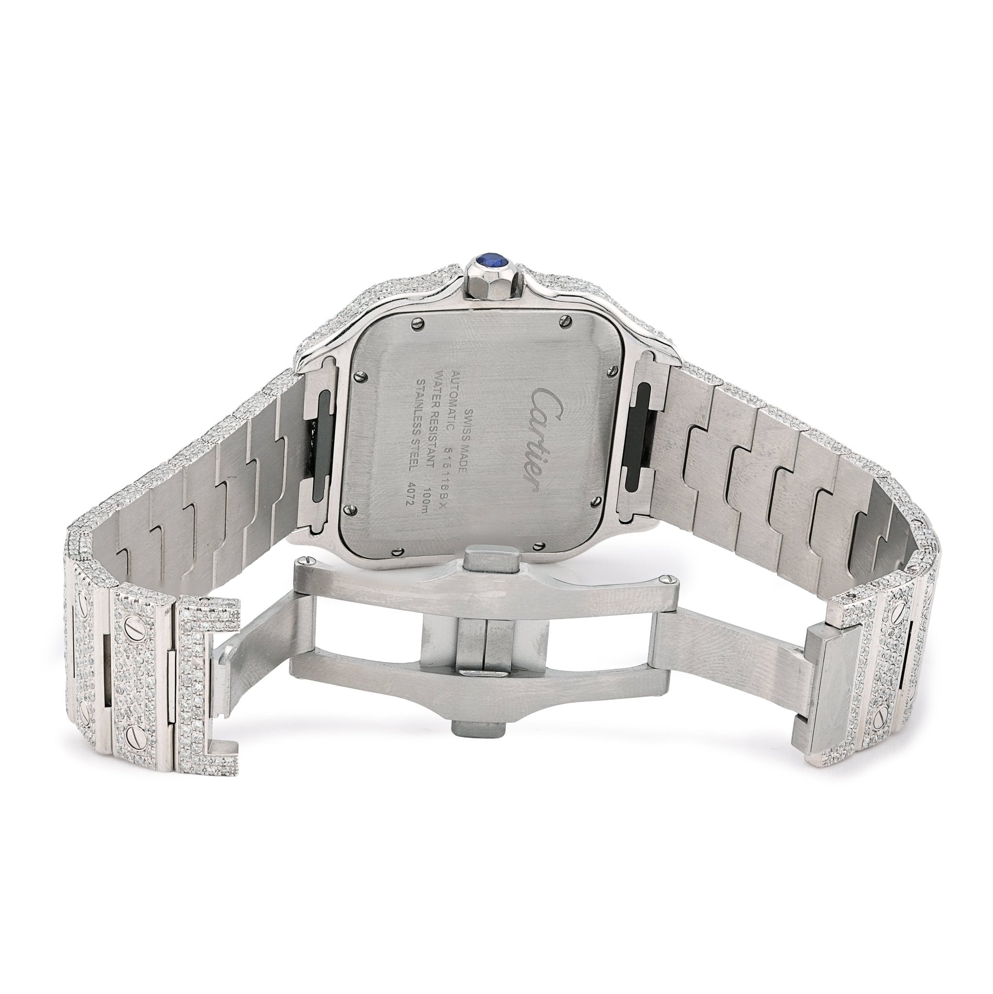 Cartier Santos 40MM 17CTW Natural Diamond Bussdown 2 - Tone Yellow Bezel Watch - Elite Jewelers - Luxury Watch