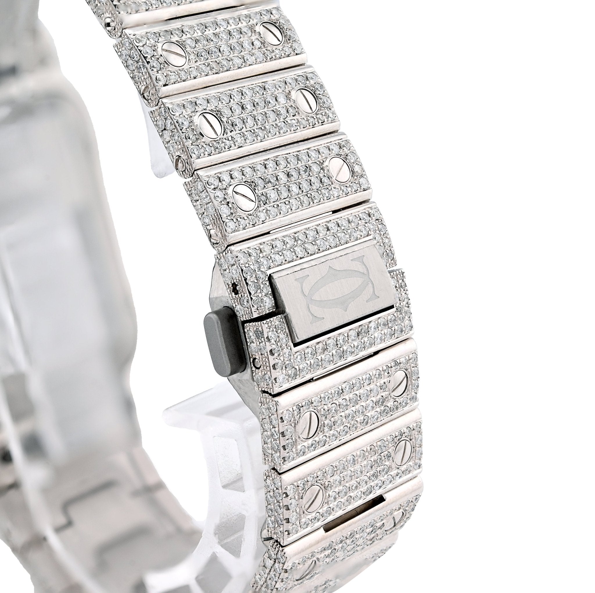 Cartier Santos 40MM 17CTW Natural Diamond Bussdown 2 - Tone Yellow Bezel Watch - Elite Jewelers - Luxury Watch