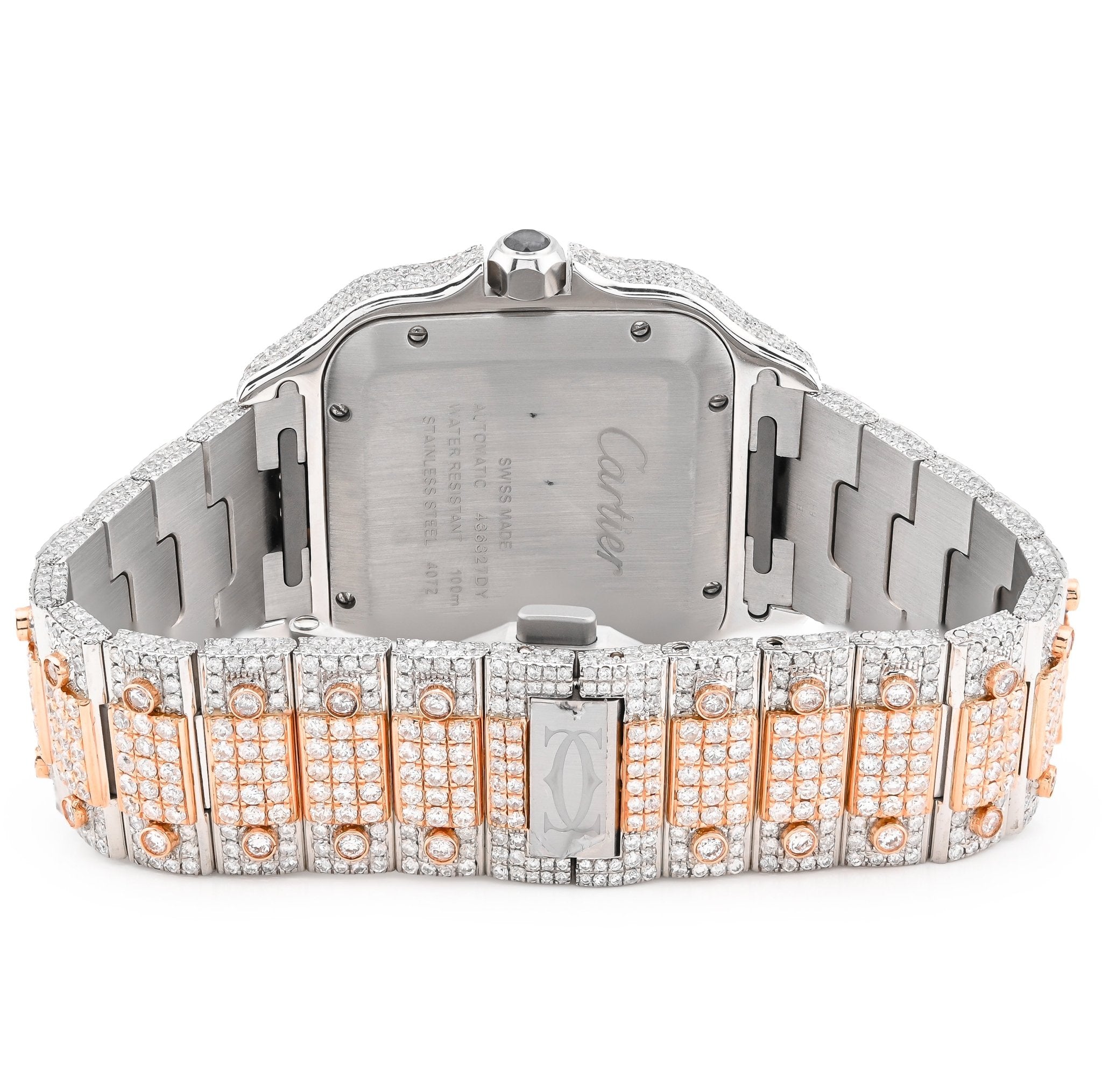 Cartier Santos 40MM 27CT Natural Diamond 2 Tone Rose & White Box and Papers Full Set - Elite Jewelers - Luxury Watch