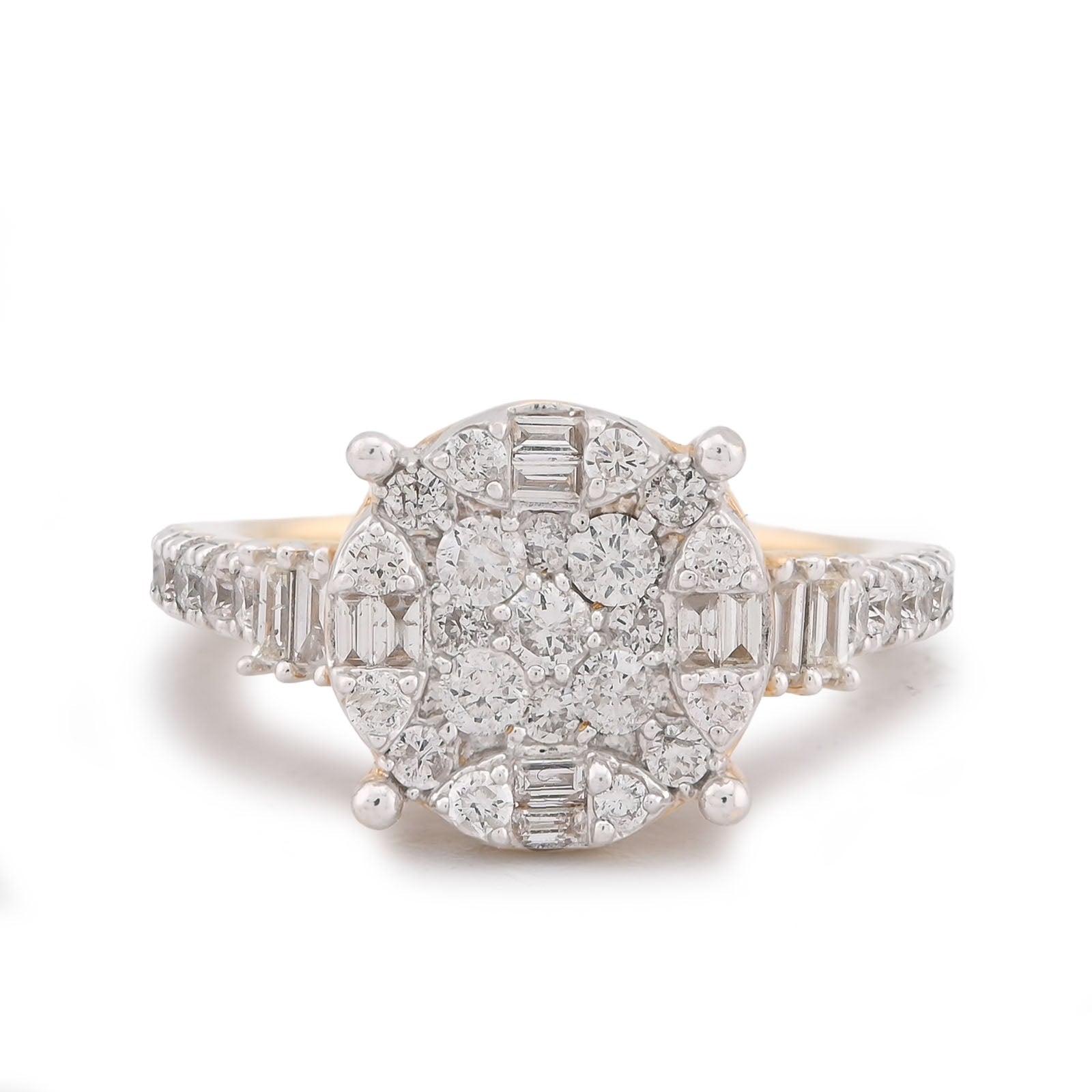 Diamond Cluster Flower Set Women Ring Natural Diamond 1CT 10K Yellow Gold - Elite Jewelers-Rings