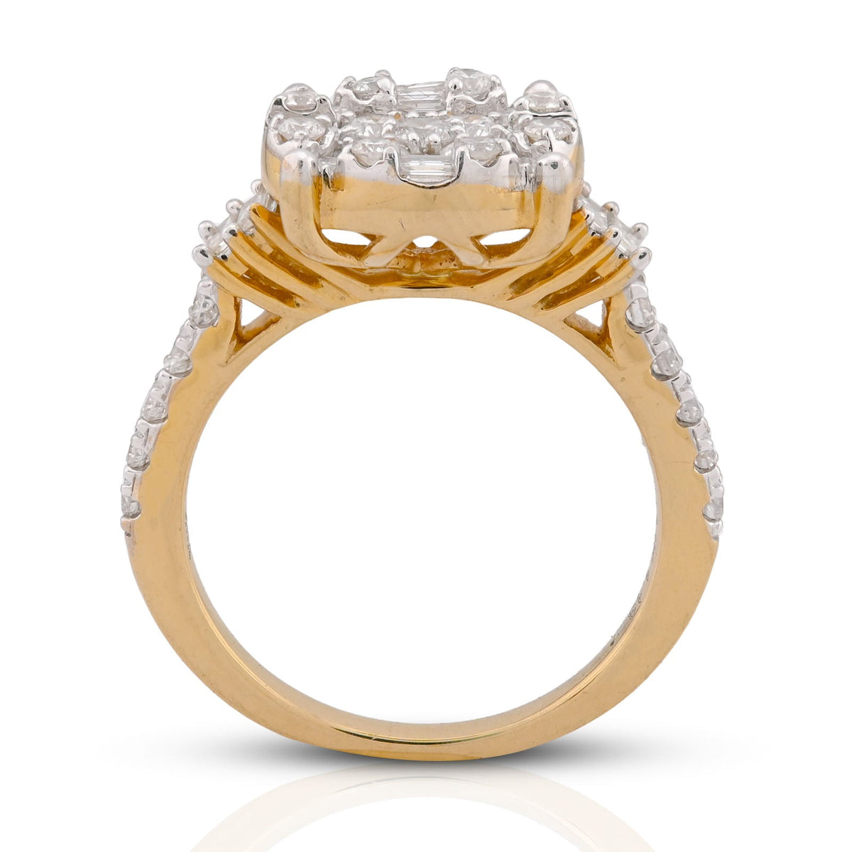 Diamond Cluster Flower Set Women Ring Natural Diamond 1CT 10K Yellow Gold - Elite Jewelers-Rings