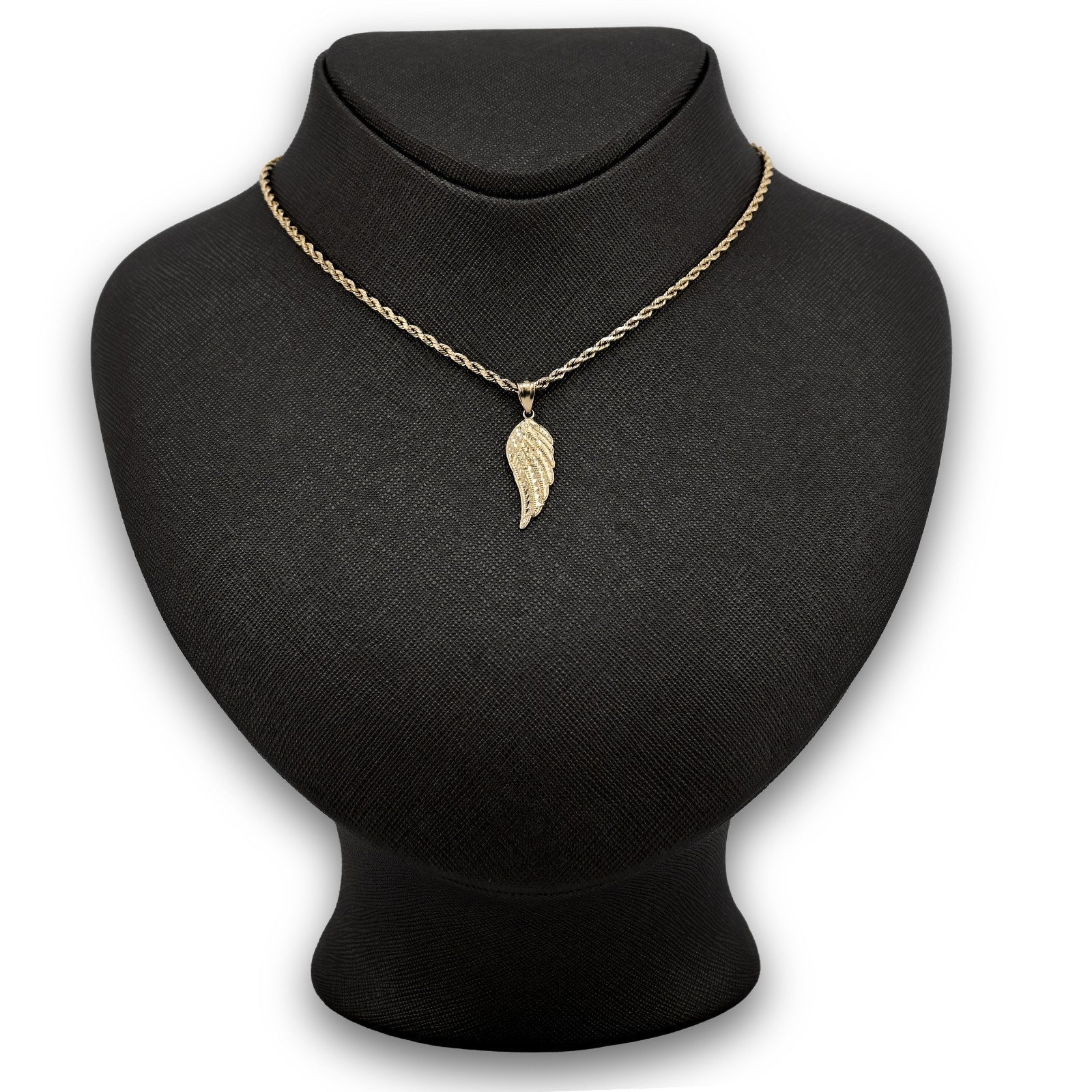 Diamond - Cut Angel Wing Pendant Charm Real 10K Yellow Gold - Elite Jewelers - Charms & Pendants