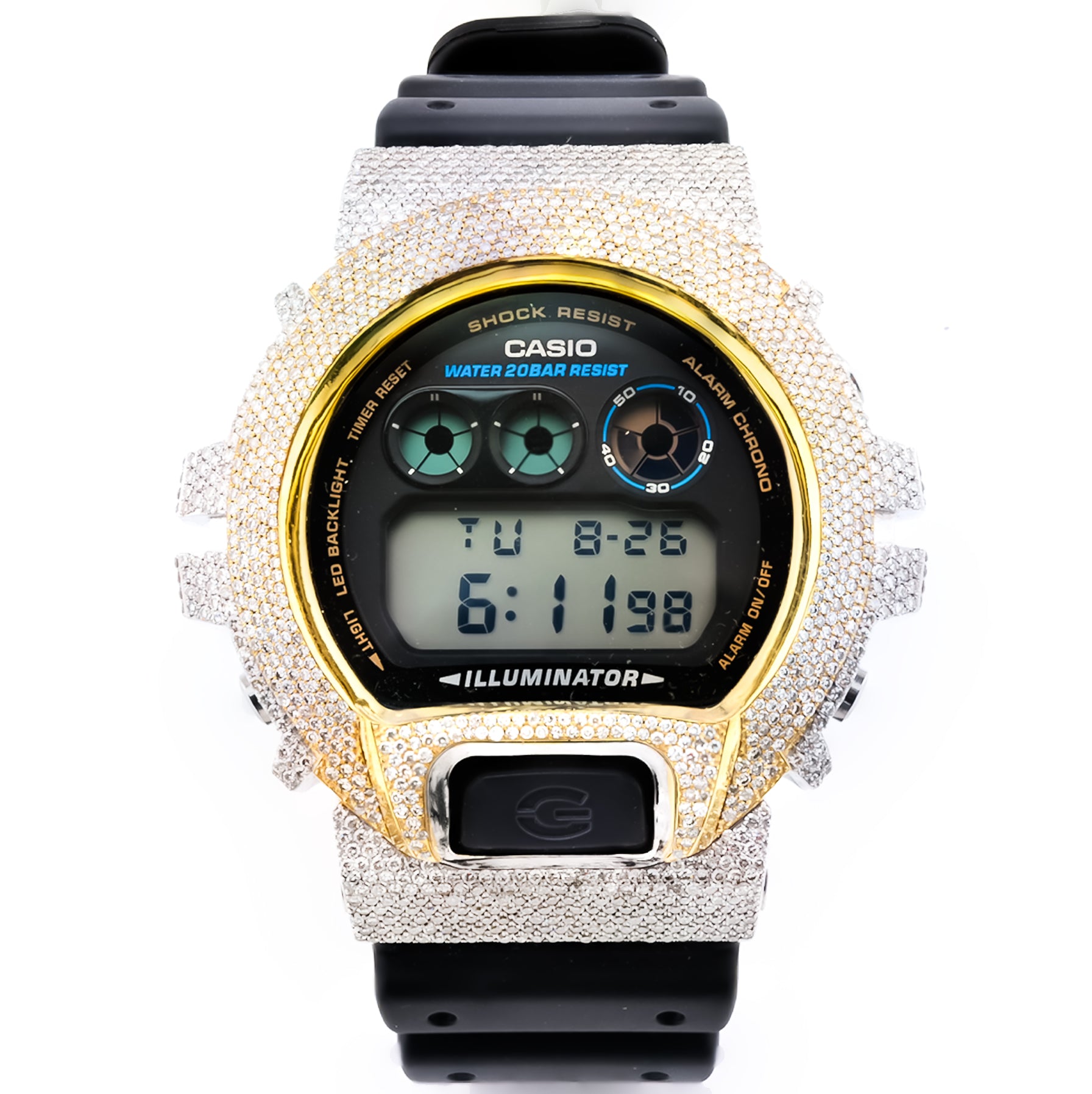 G-Shock DW-6900 Custom Iced-Out with 4.60 CTW Diamonds