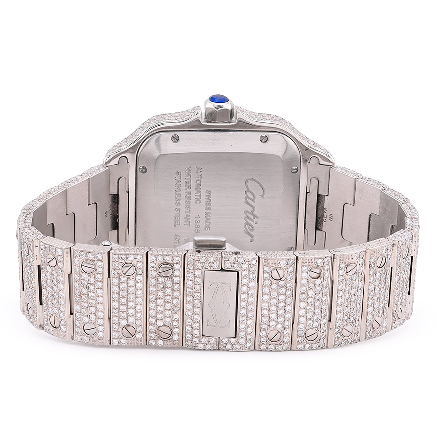 Cartier Santos 40MM 17CTW Natural Diamond Bussdown 2-Tone Rose Bezel Watch