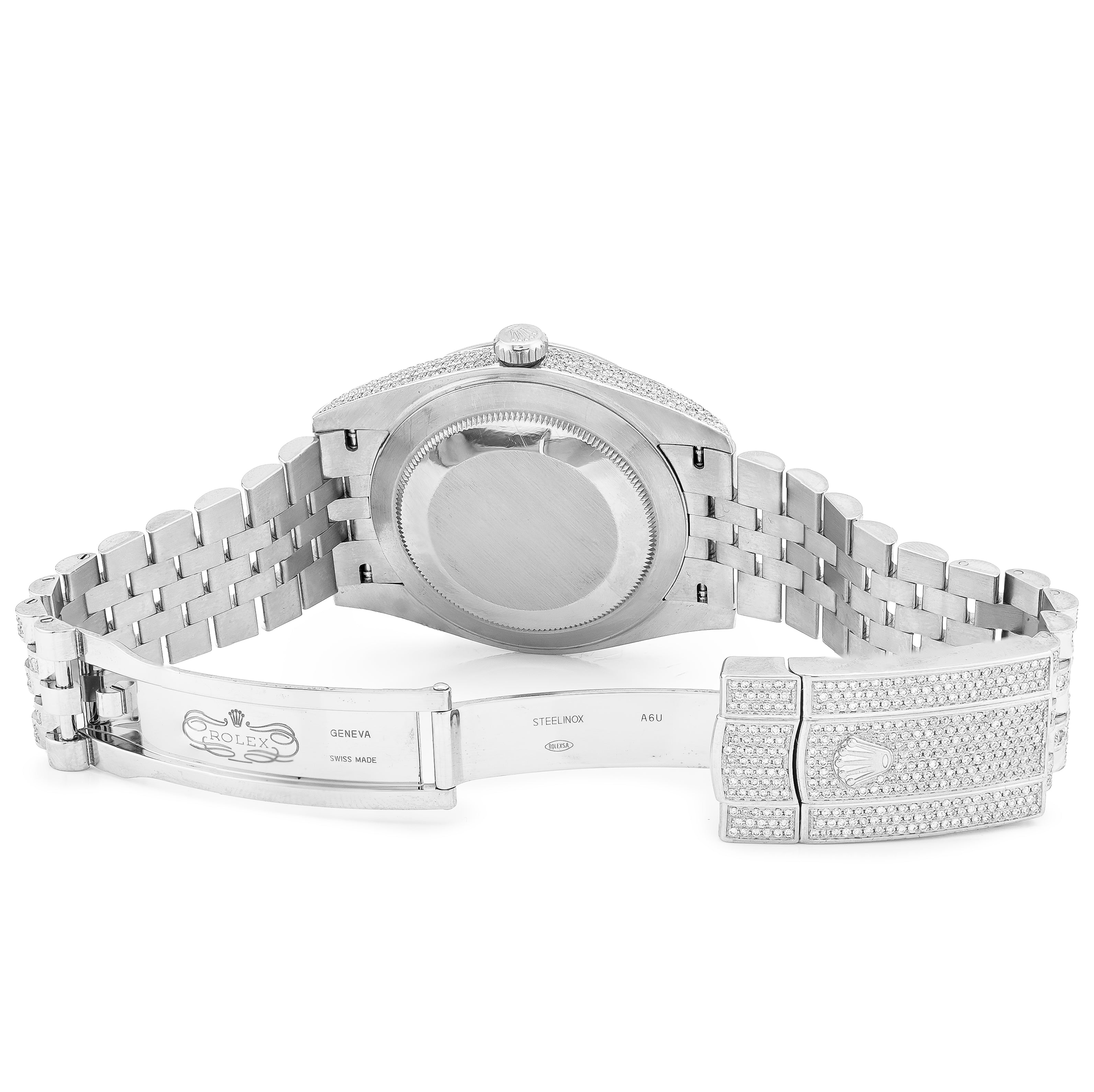 41MM Rolex DJ Natural Diamond 18CT Bussdown Single Row Bezel Roman Dial Jubilee Band Watch 126300