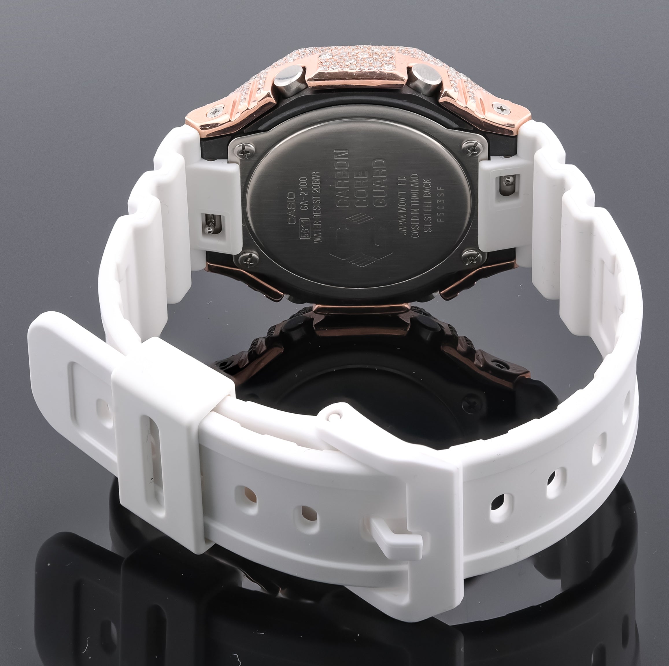 G-Shock GA2100 Custom Iced-Out with Rose Gold Diamond Setting