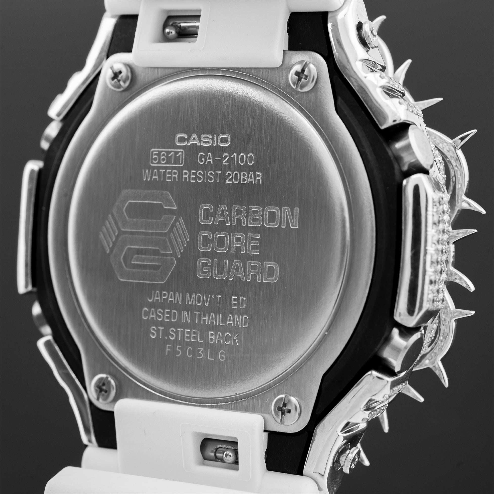 G-Shock GA-2100 Black Dial 7.50 CTW Diamond Thorn Bezel Iced Out Watch
