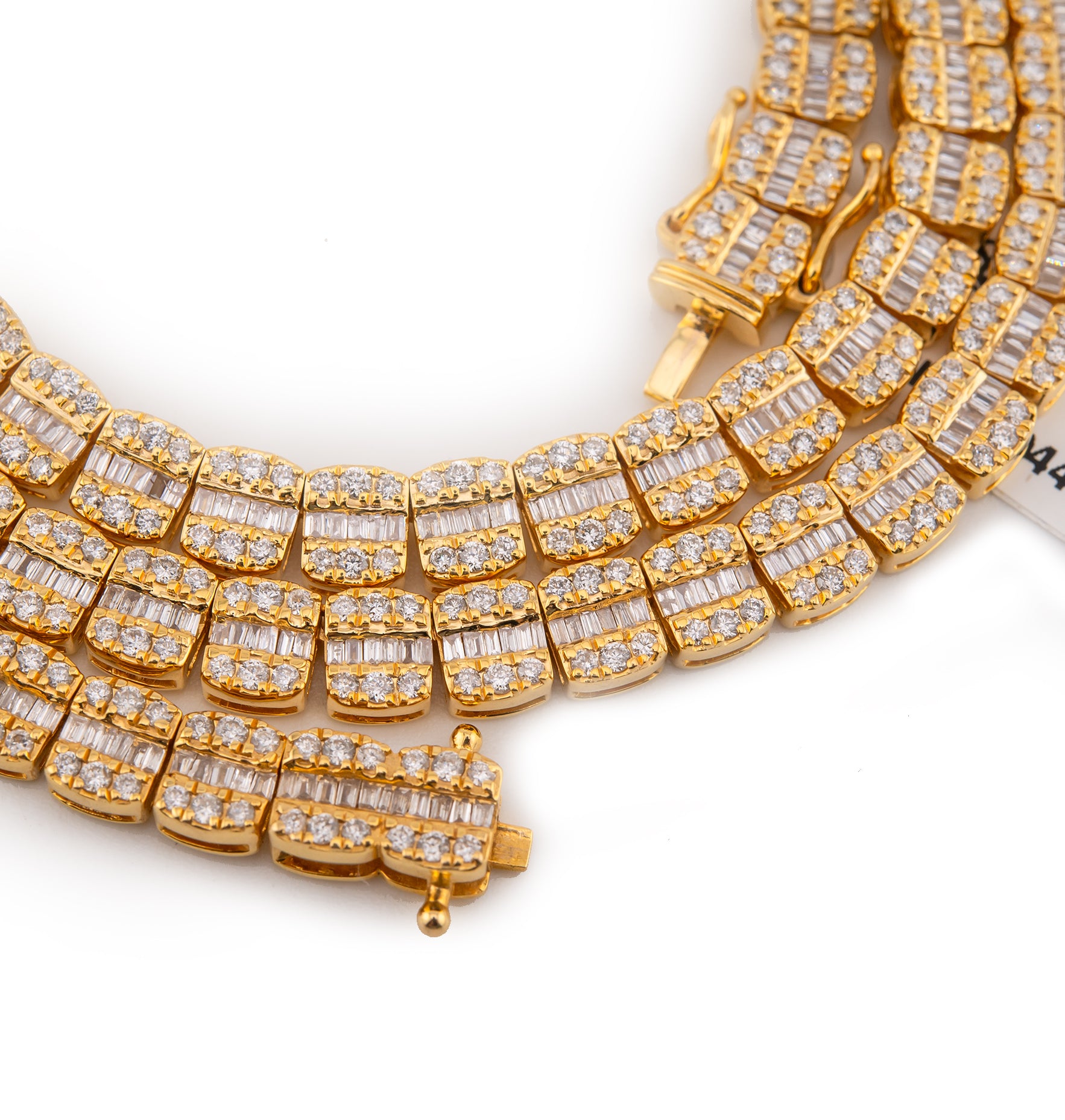 10K Yellow Gold 8.35 CTW Natural Diamond VS Baguette Tennis Chain 20'' Necklace