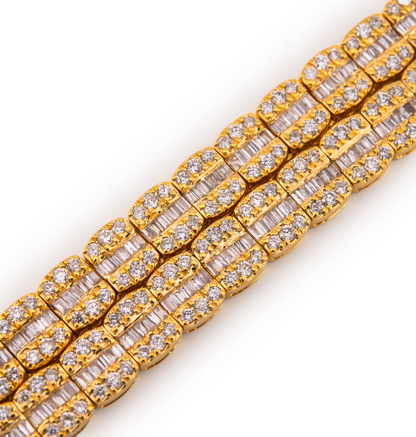 10K Yellow Gold 8.35 CTW Natural Diamond VS Baguette Tennis Chain 20'' Necklace