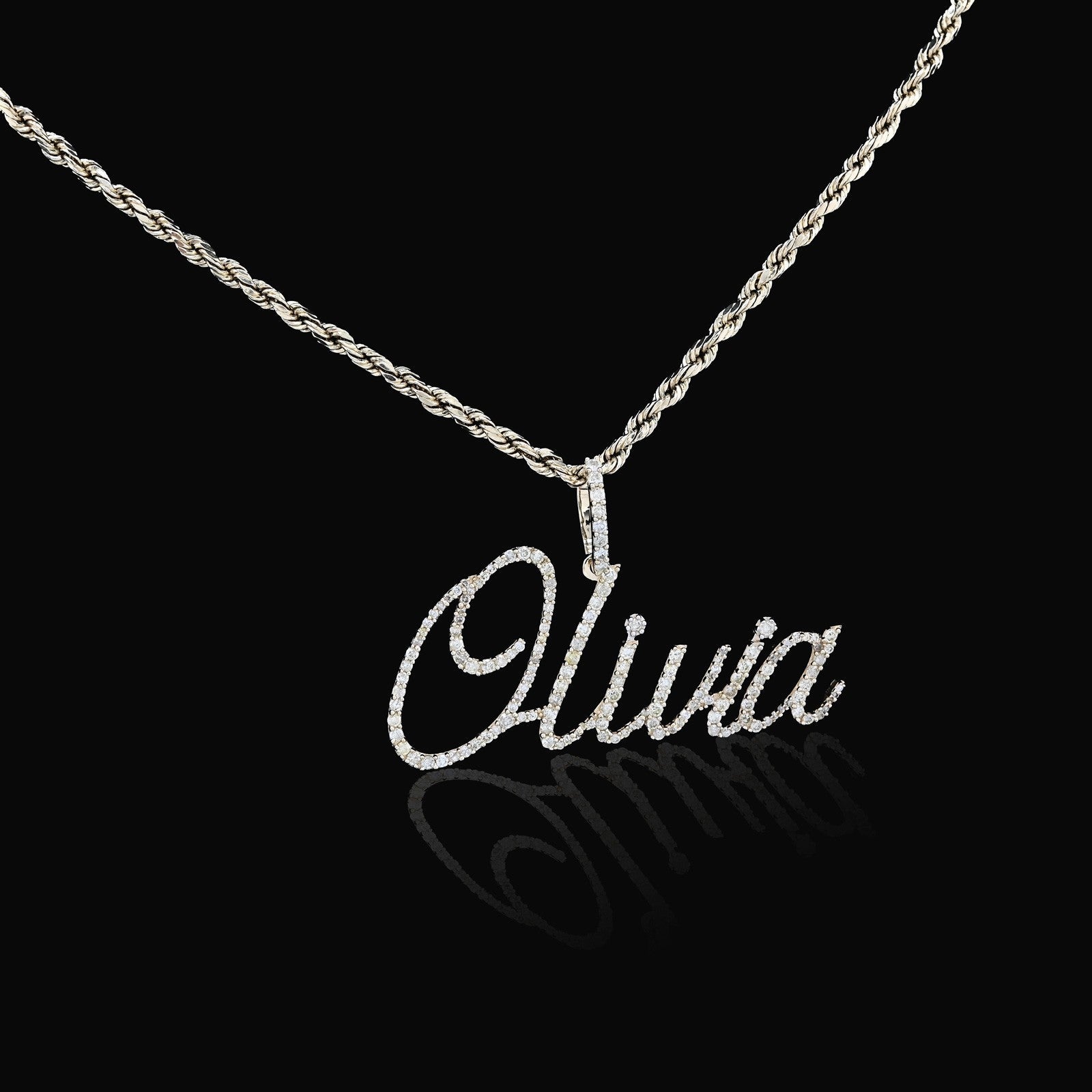 Fine 10k Yellow Gold 1CTW Natural Diamond Name "Olivia" Letter Pendant 3g Charm - Elite Jewelers - Charms & Pendants
