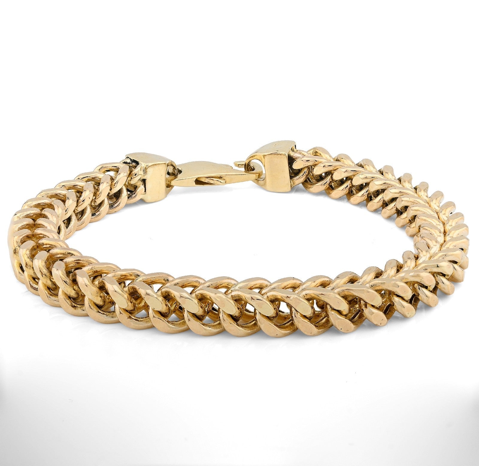 For Mens 8MM Fine 10k Yellow Gold Franco Link Bracelet 33.1grams 9 Inches Armlet - Elite Jewelers - Bracelets