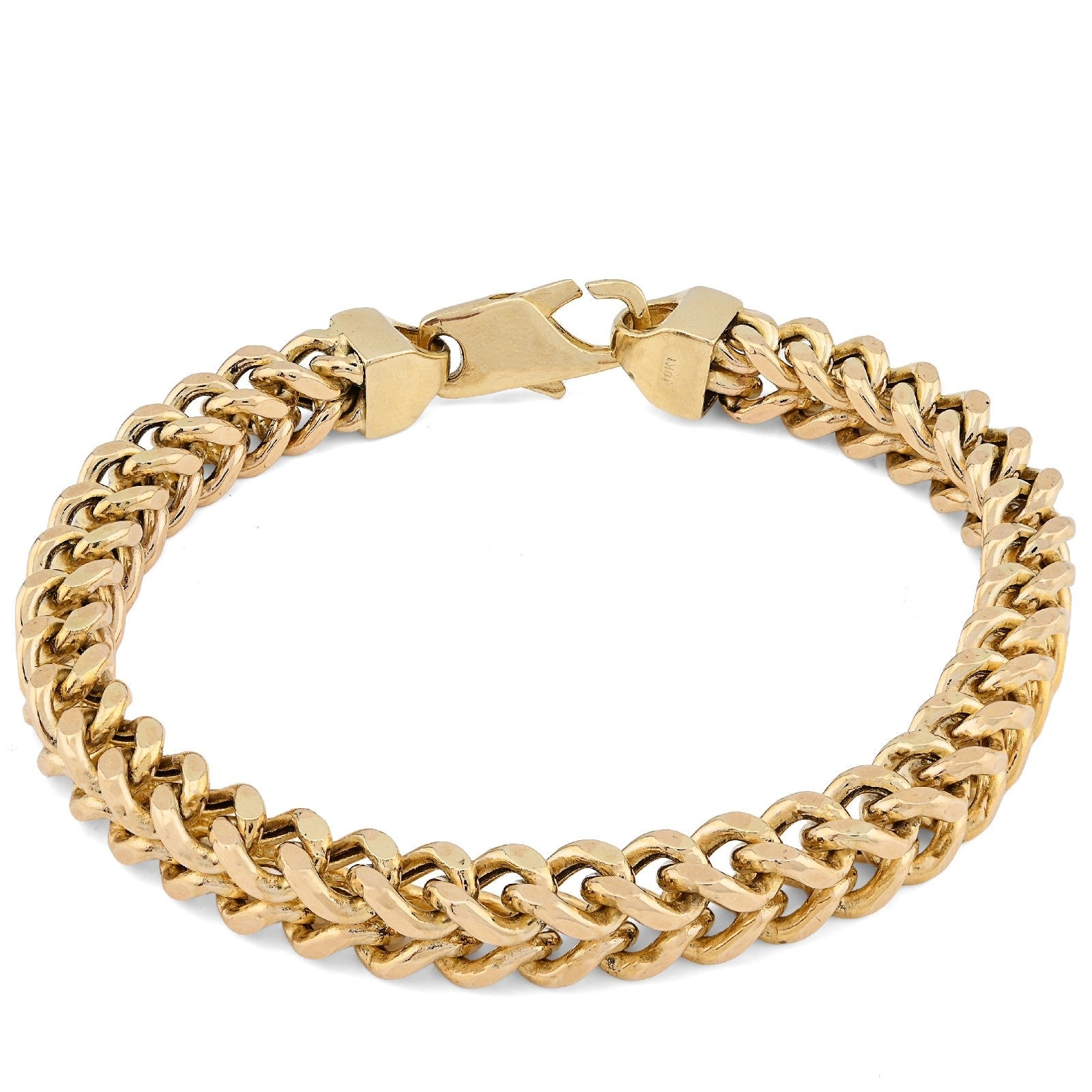 For Mens 8MM Fine 10k Yellow Gold Franco Link Bracelet 33.1grams 9 Inches Armlet - Elite Jewelers - Bracelets