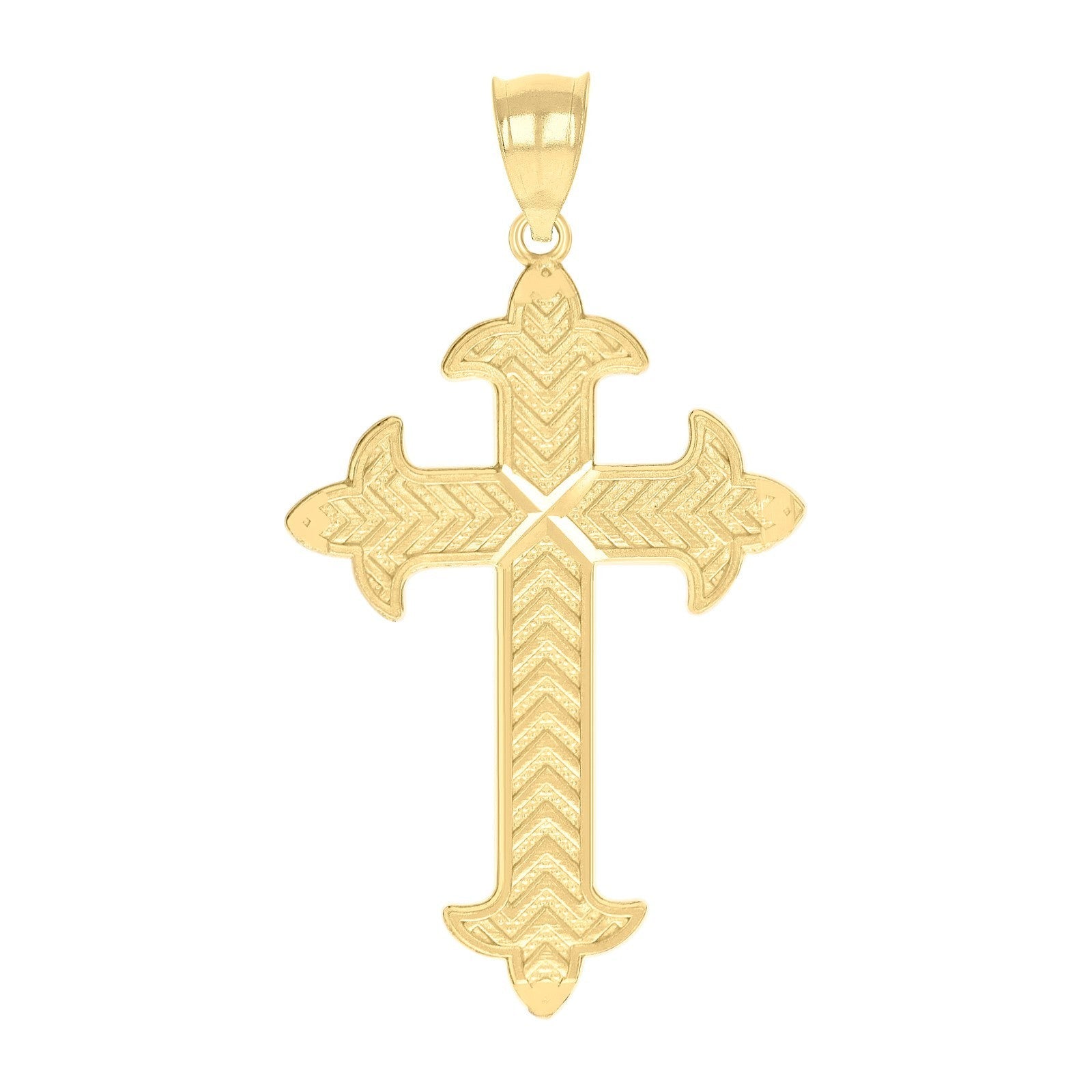 For Womens 10k Yellow Gold Textured Cross Religious Charm 1.1gms Pendant - Elite Jewelers - Charms & Pendants