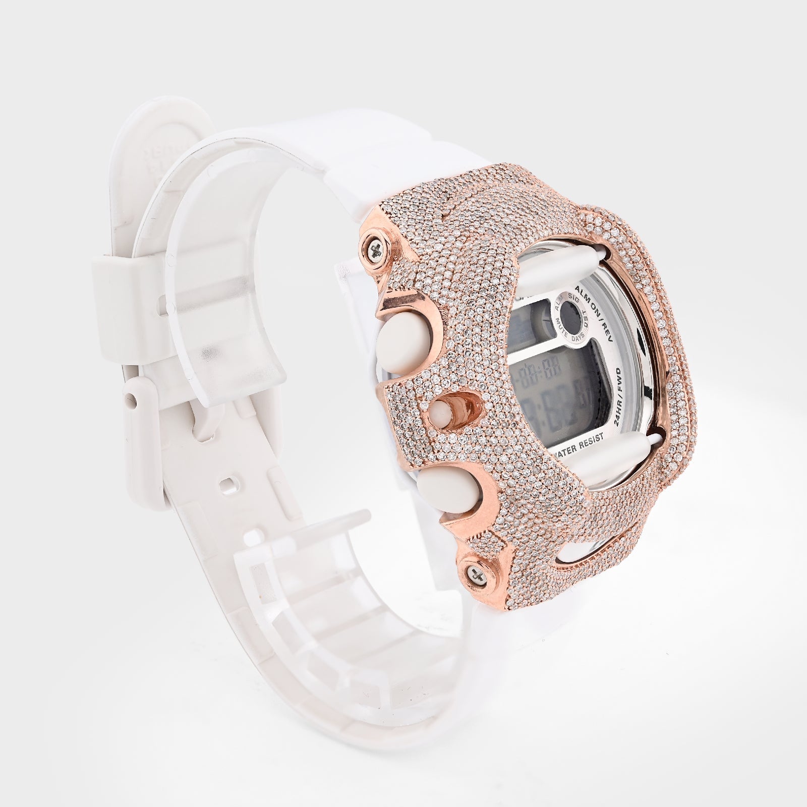 G - Shock BG169U Baby G 4.80CTW Rose Natural Diamond Bezel White Band Women Watch - Elite Jewelers - Luxury Watch