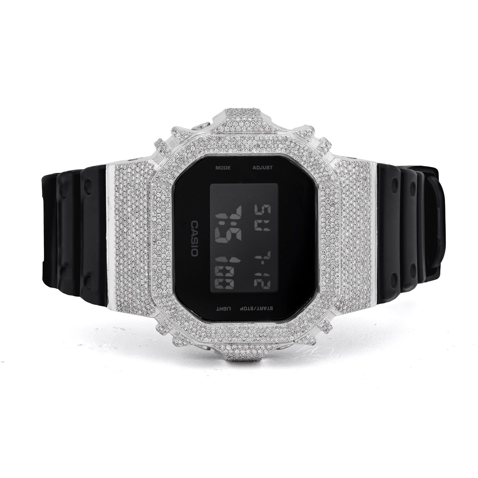 G-Shock DW-5600 3.90CT Natural Diamond White Bezel All Black Watch - Elite Jewelers-Luxury Watch