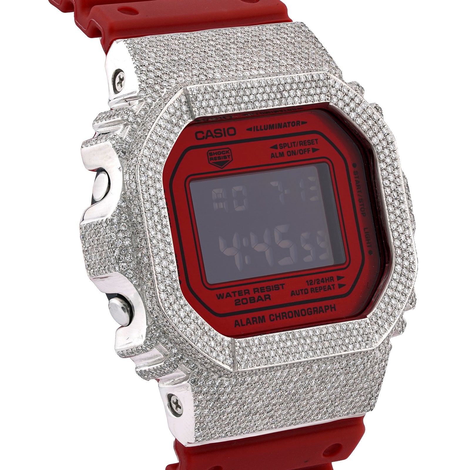 G-Shock DW-5600 4.50CT Natural Diamond White Bezel All Red Watch - Elite Jewelers-Luxury Watch