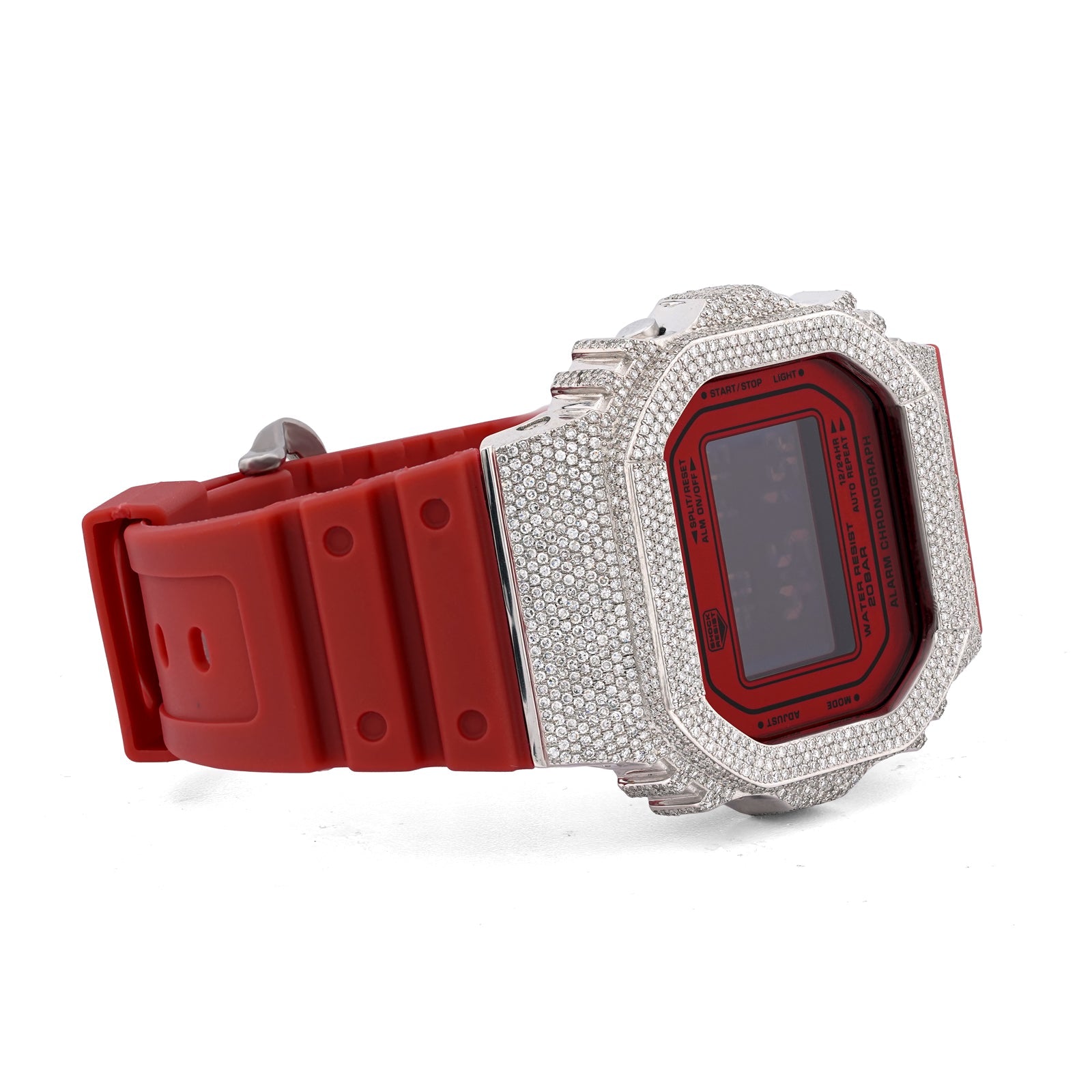 G-Shock DW-5600 4.50CT Natural Diamond White Bezel All Red Watch - Elite Jewelers-Luxury Watch