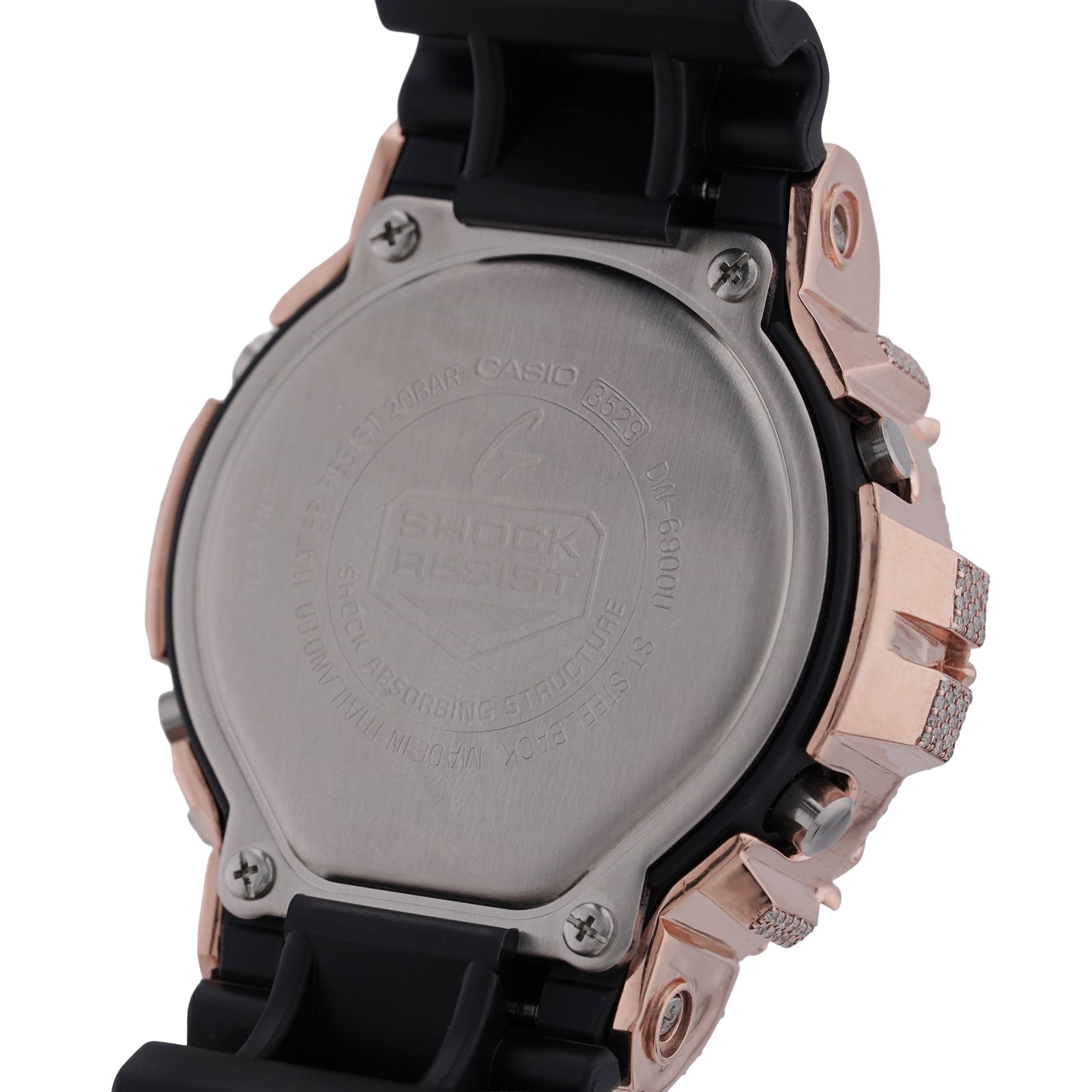 G-Shock DW-6900 3.5CT Natural Diamond Rose Chrome Heart Cross Watch - Elite Jewelers-Luxury Watch