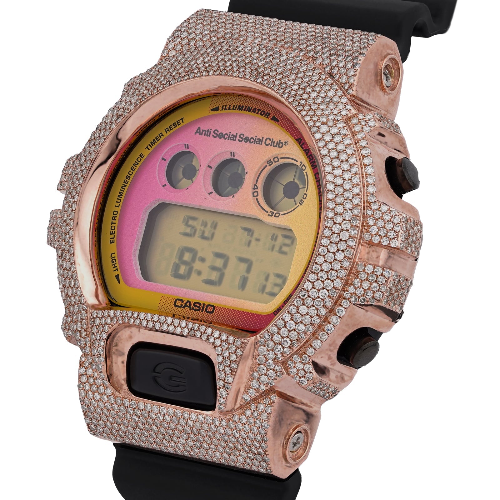 G-Shock DW-6900B Limited Edition 4.6CT Natural Diamond Anti Social Social Club Watch - Elite Jewelers-Luxury Watch