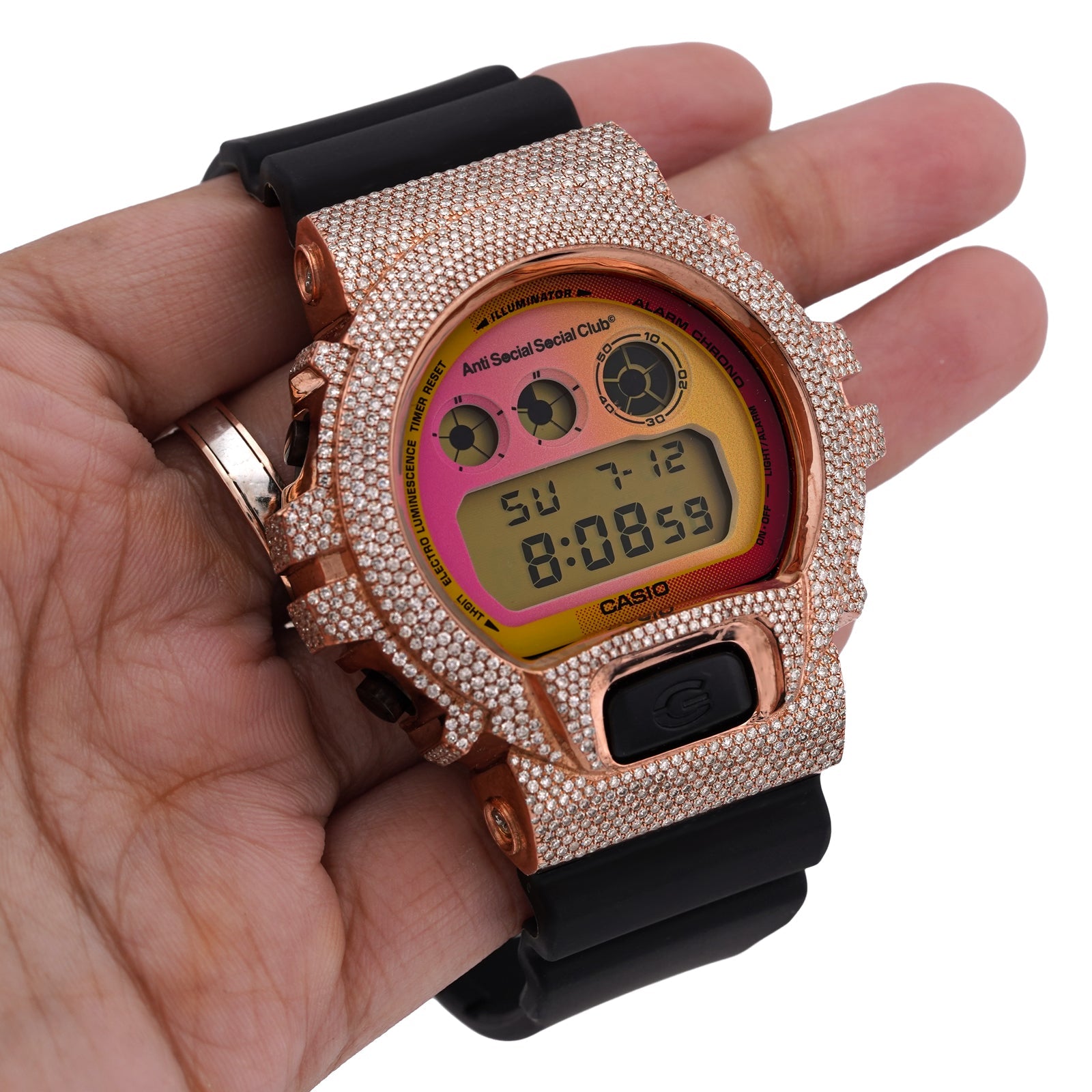 G-Shock DW-6900B Limited Edition 4.6CT Natural Diamond Anti Social Social Club Watch - Elite Jewelers-Luxury Watch