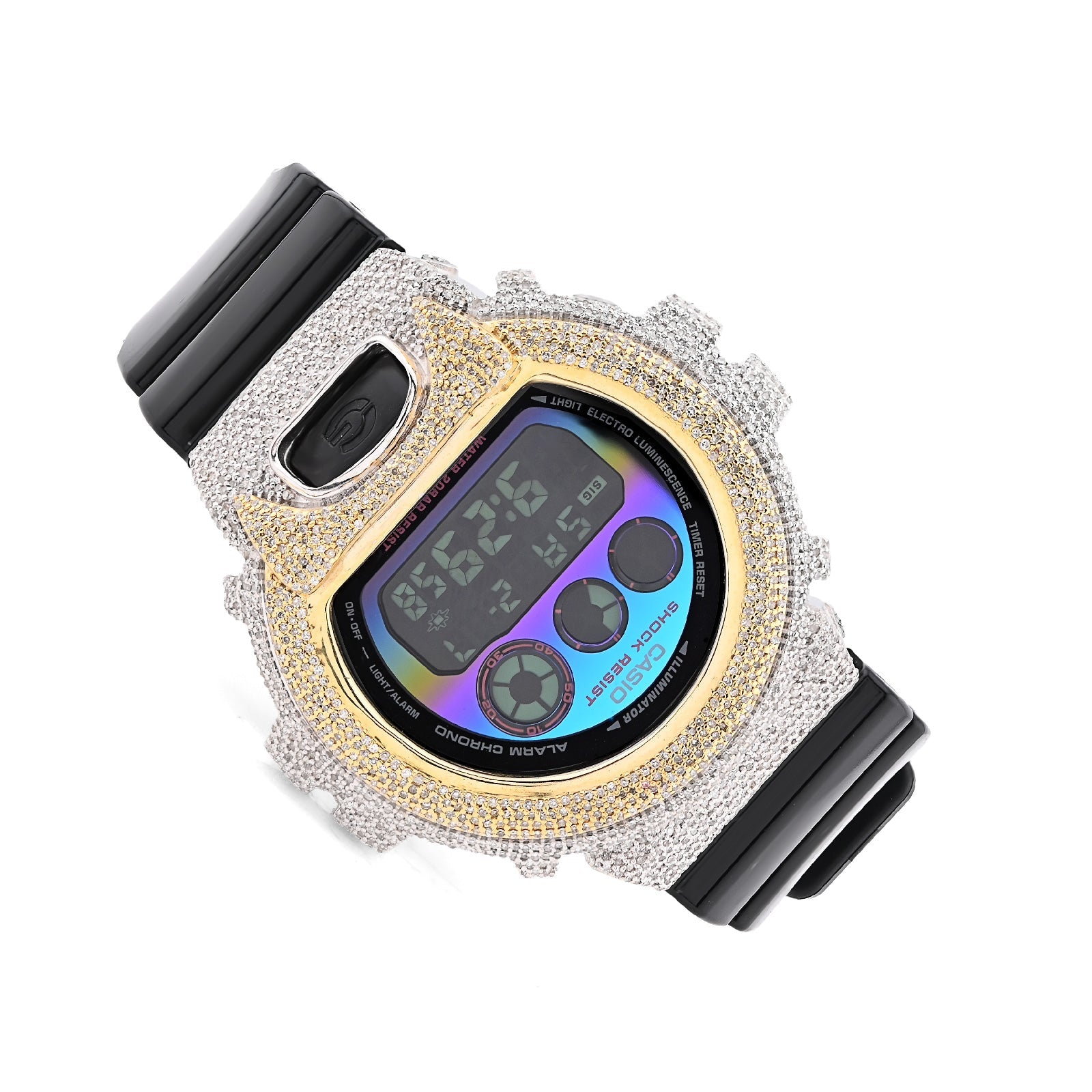 G - Shock DW - 6900RL 3.00 CTW Yellow & White Diamond Bezel Iced Out Watch - Elite Jewelers - Luxury Watch