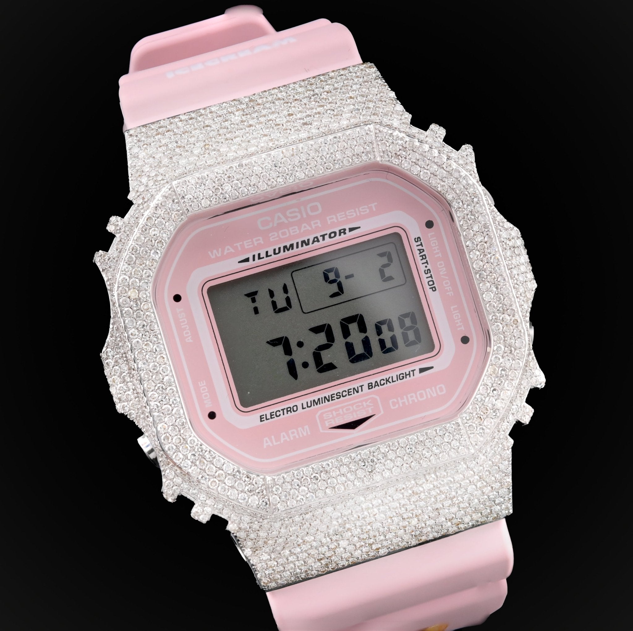 G - Shock DW5600VT Ice - Cream Dial 4.70 CTW Diamond Iced Out Watch - Elite Jewelers - Luxury Watch