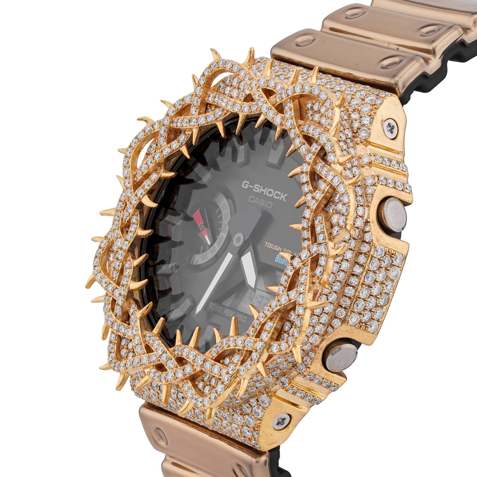 G-Shock GA-2100 7.5CT Natural Diamond Yellow Thorn Bezel all Gold Band Watch - Elite Jewelers-Luxury Watch